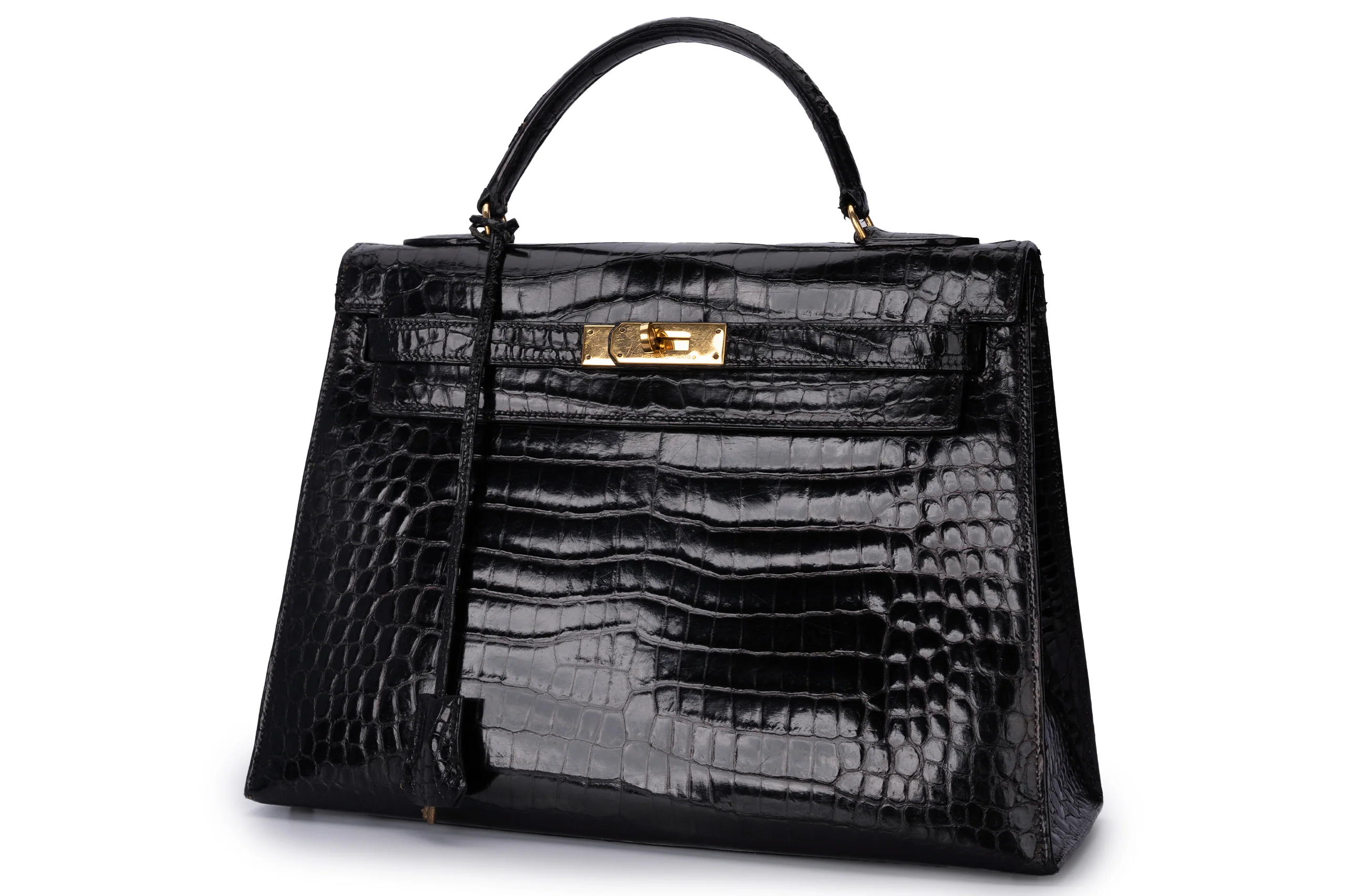 Hermés Kelly 32 Exotic Lisse Crocodile Black GHW - Image 2
