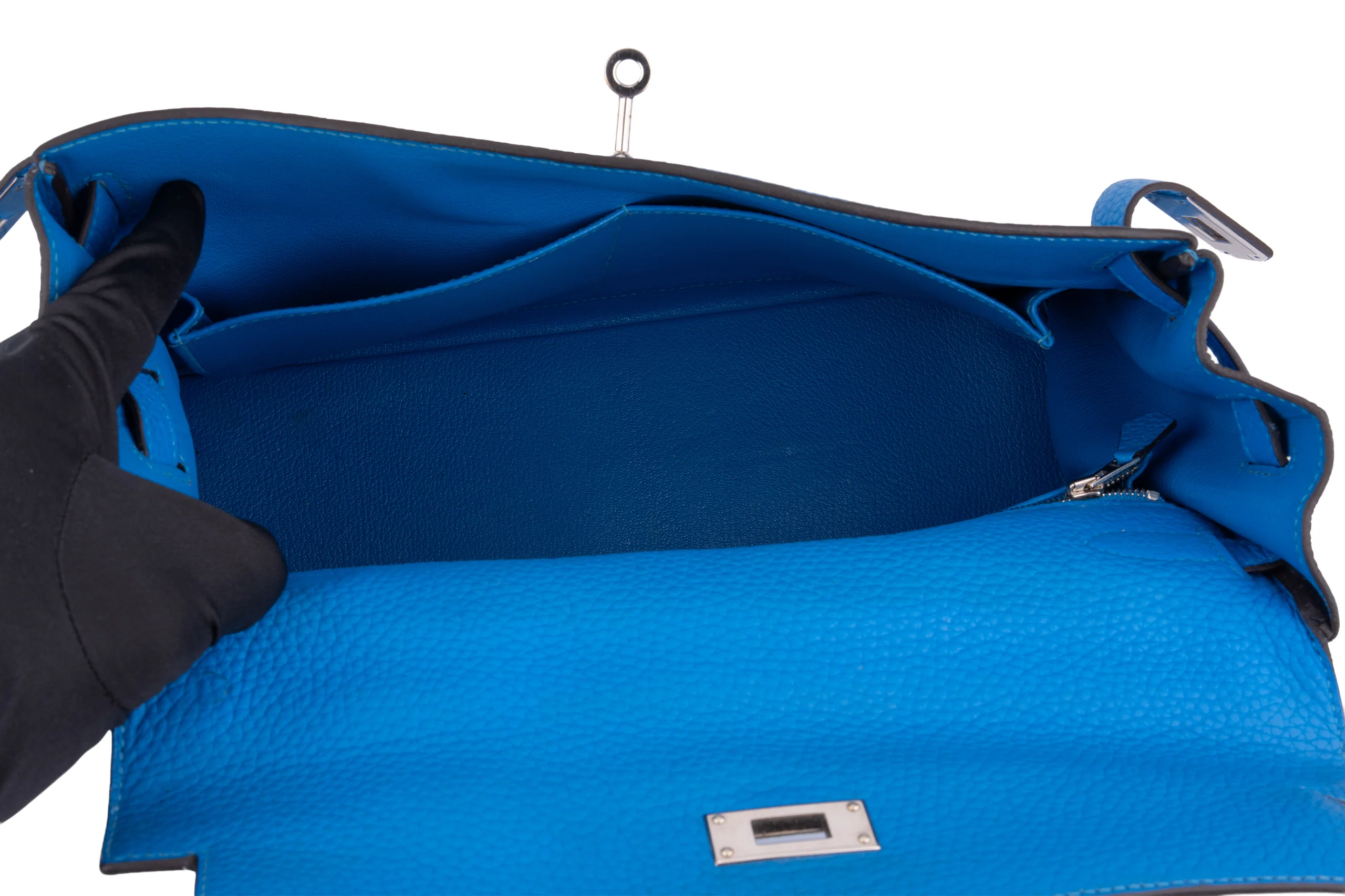 Hermès Kelly 32 	Retourne	Togo  	Blue Hydra	PHW - Image 10