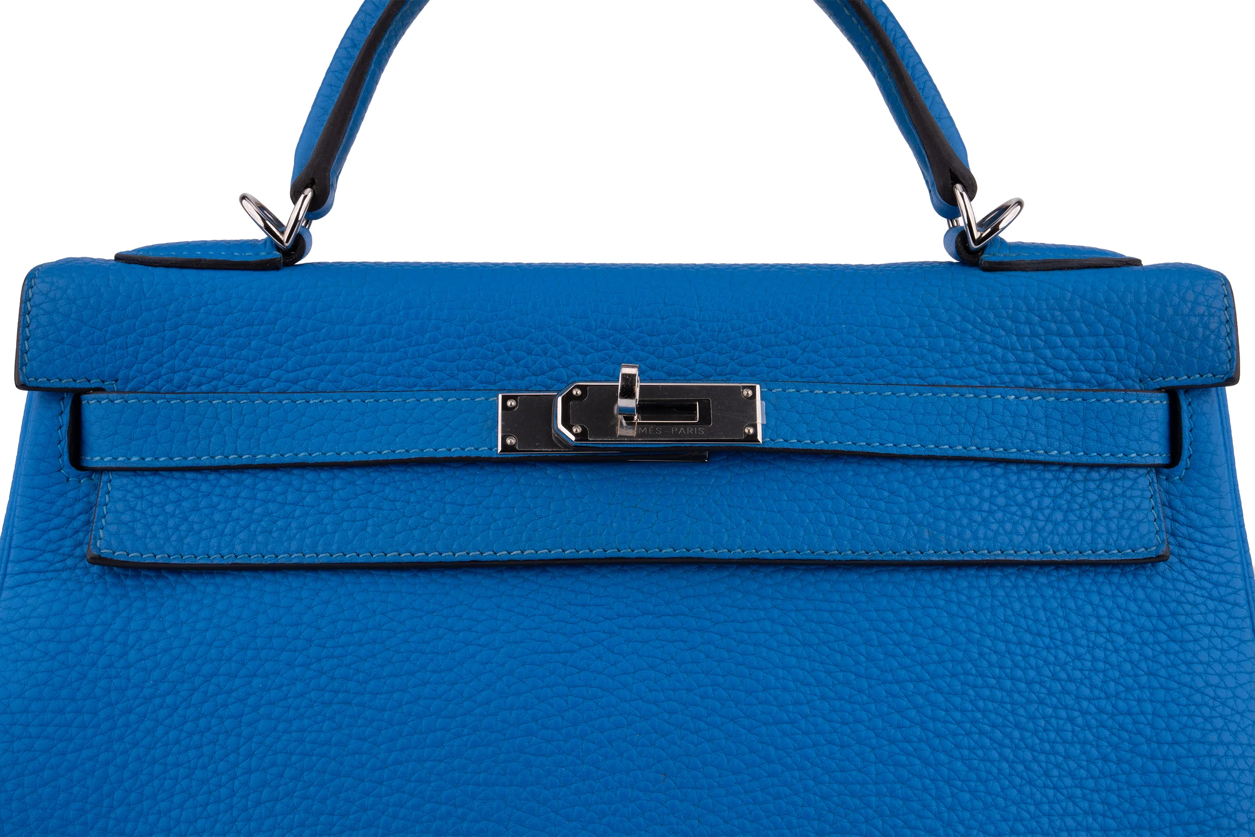 Hermès Kelly 32 	Retourne	Togo  	Blue Hydra	PHW - Image 7