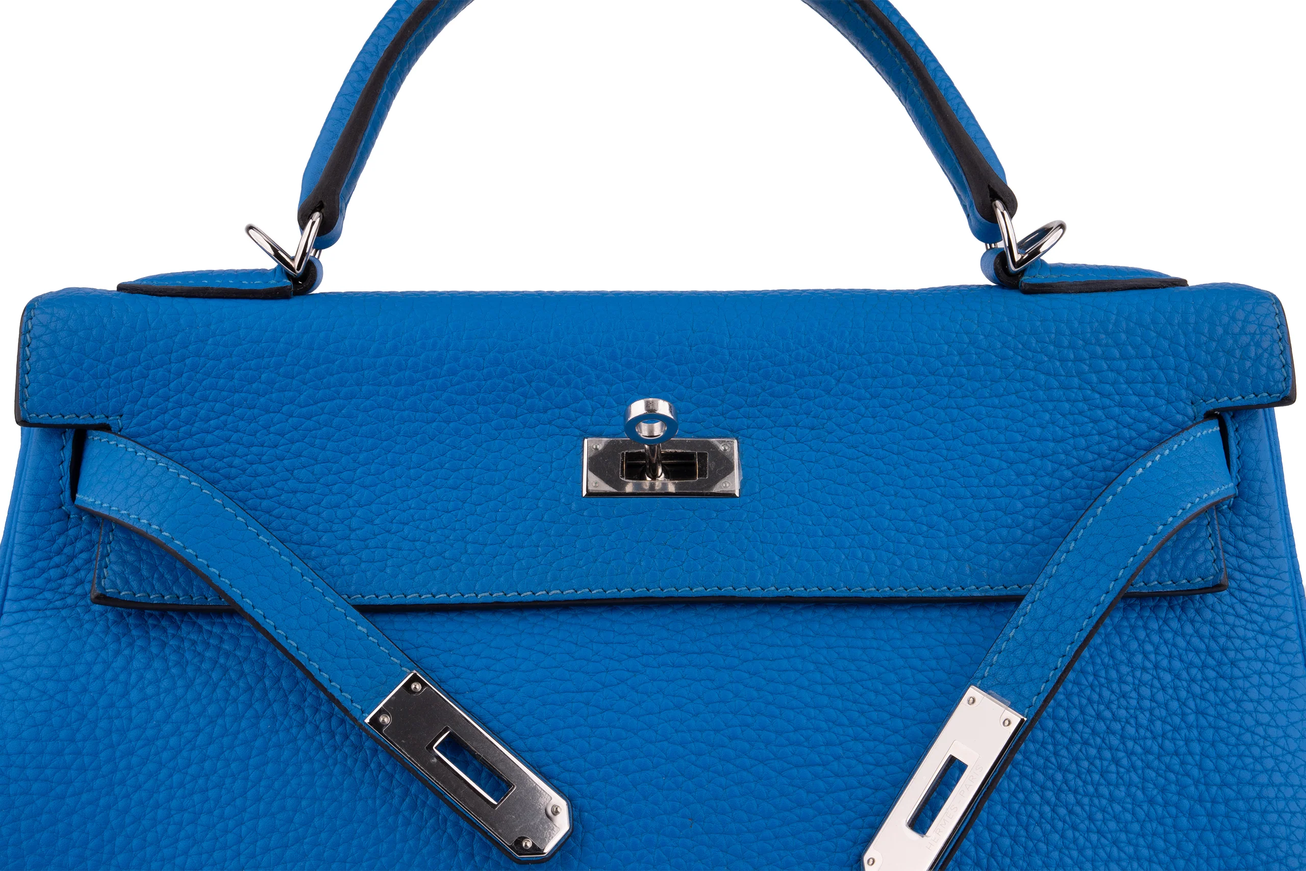 Hermès Kelly 32 	Retourne	Togo  	Blue Hydra	PHW - Image 8