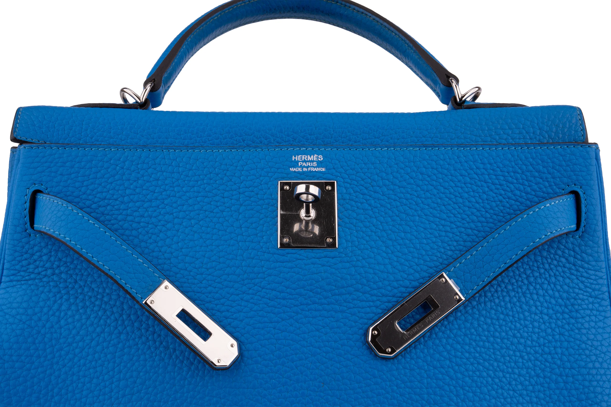 Hermès Kelly 32 	Retourne	Togo  	Blue Hydra	PHW - Image 9