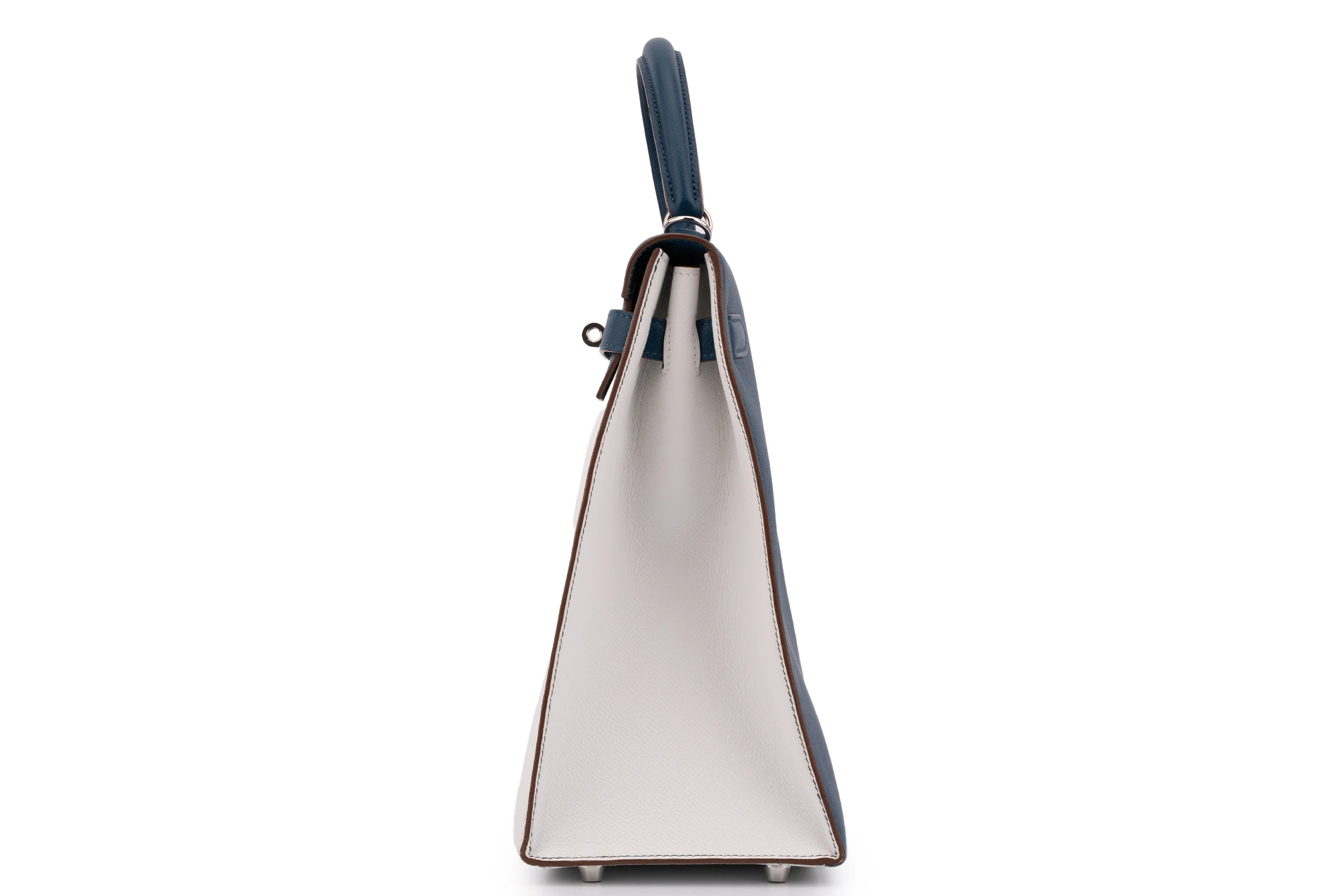 Hermès Kelly 35  Sellier Limited Edition	Epsom	Bi Colour White / Blue Thalassa	PHW - Image 3
