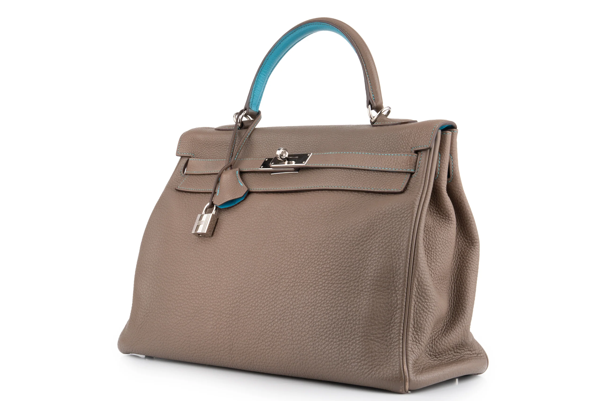 Hermès Kelly 35		 Togo 	Etoupe Verso Bleu Izmir 	PHW - Image 2