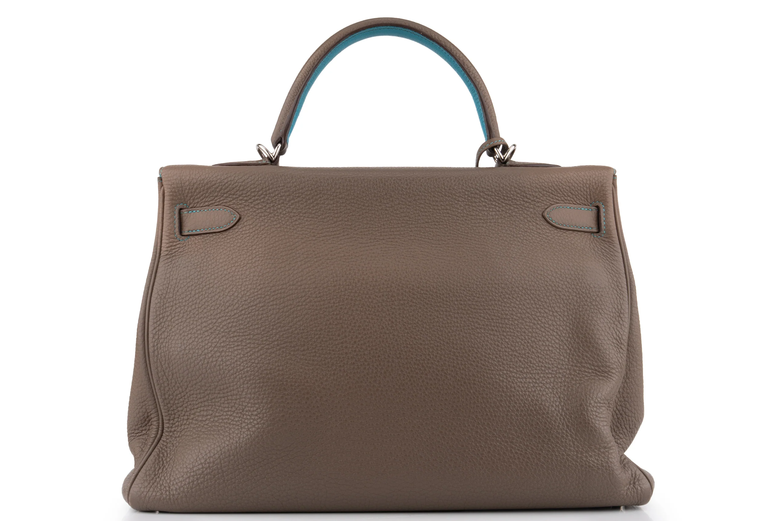 Hermès Kelly 35		 Togo 	Etoupe Verso Bleu Izmir 	PHW - Image 4