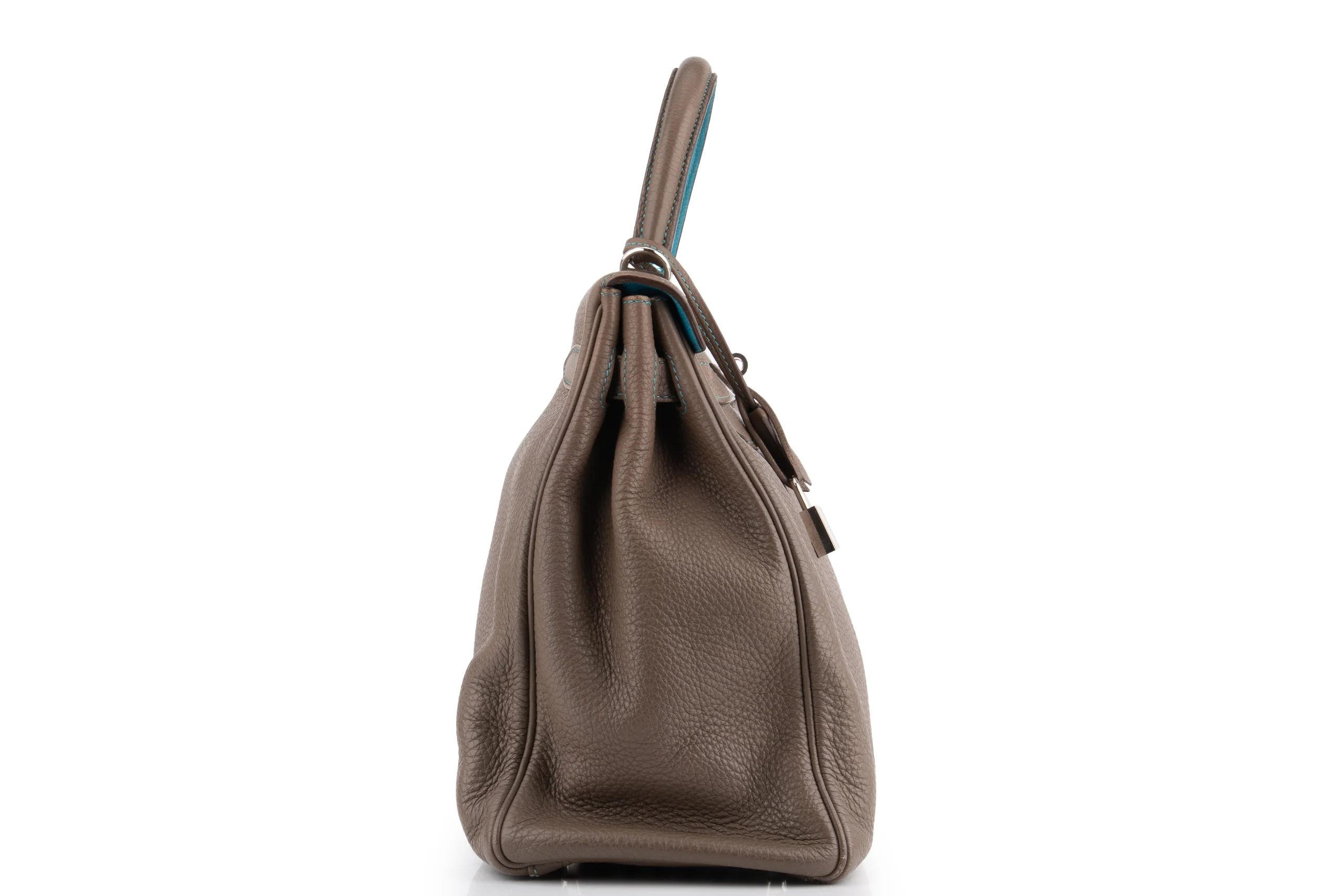 Hermès Kelly 35		 Togo 	Etoupe Verso Bleu Izmir 	PHW - Image 5