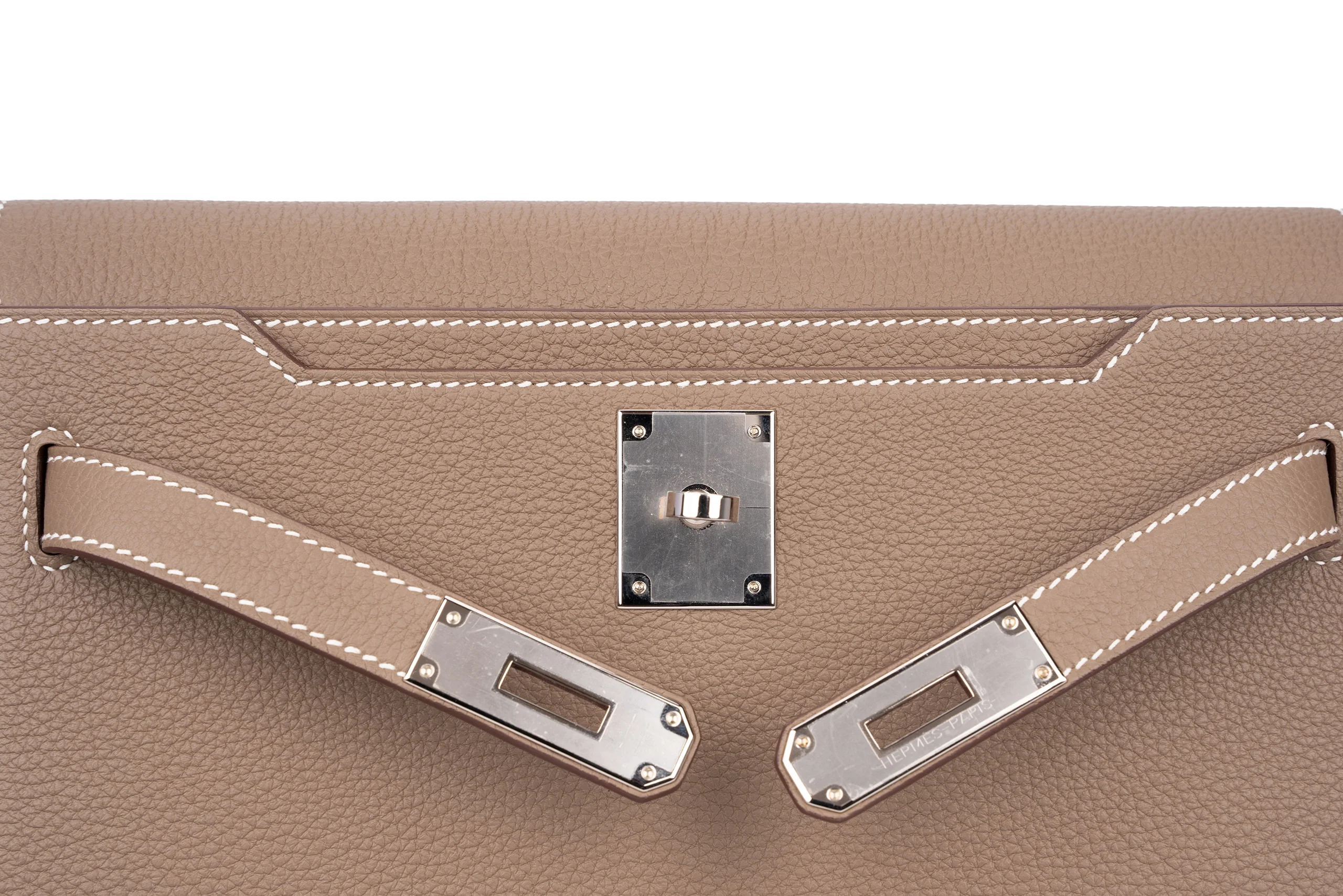 Hermès Kelly Depeches 25 Etoupe PHW - Image 10