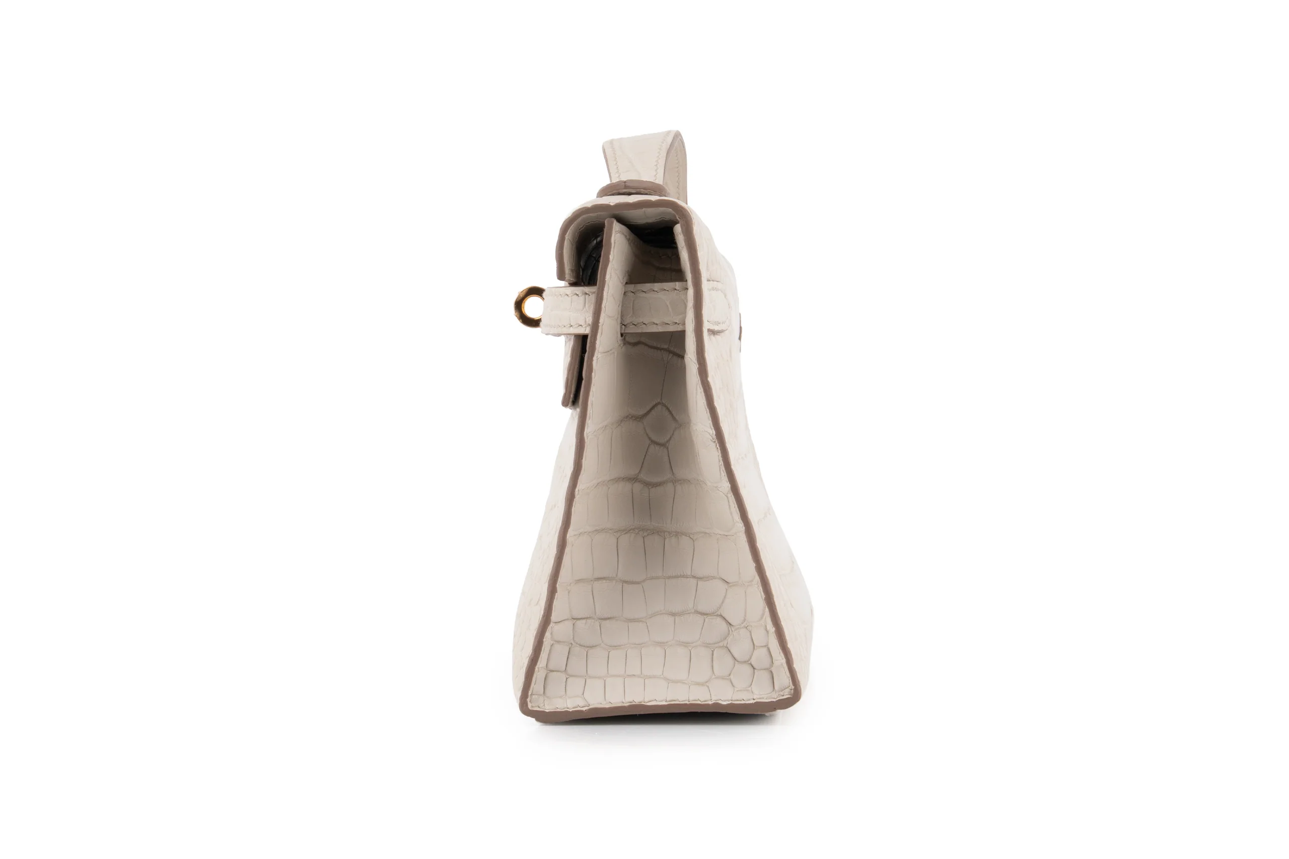 Hermès Kelly Pochette Matte Alligator Mississippian Beton GHW - Image 3