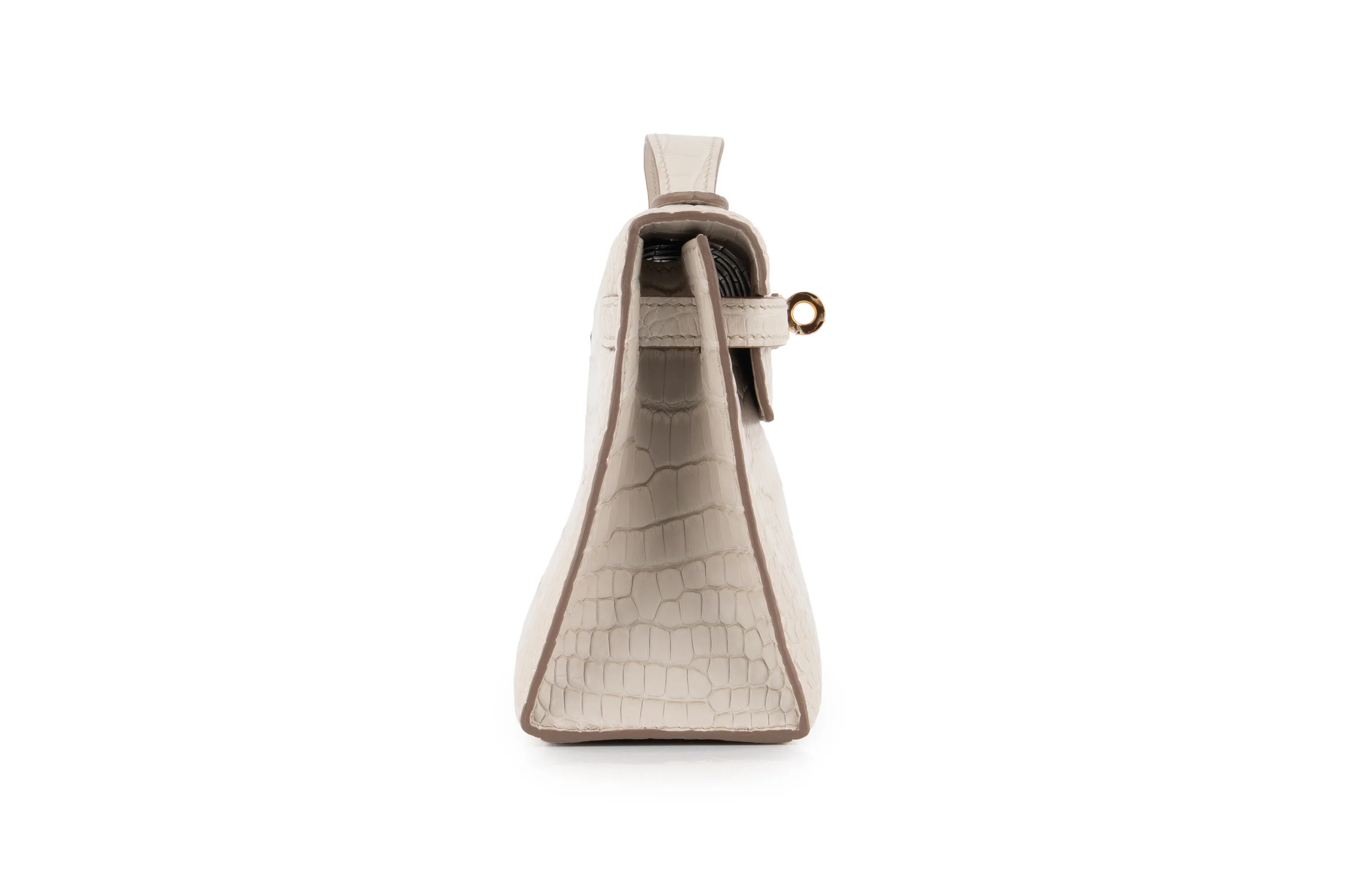Hermès Kelly Pochette Matte Alligator Mississippian Beton GHW - Image 5