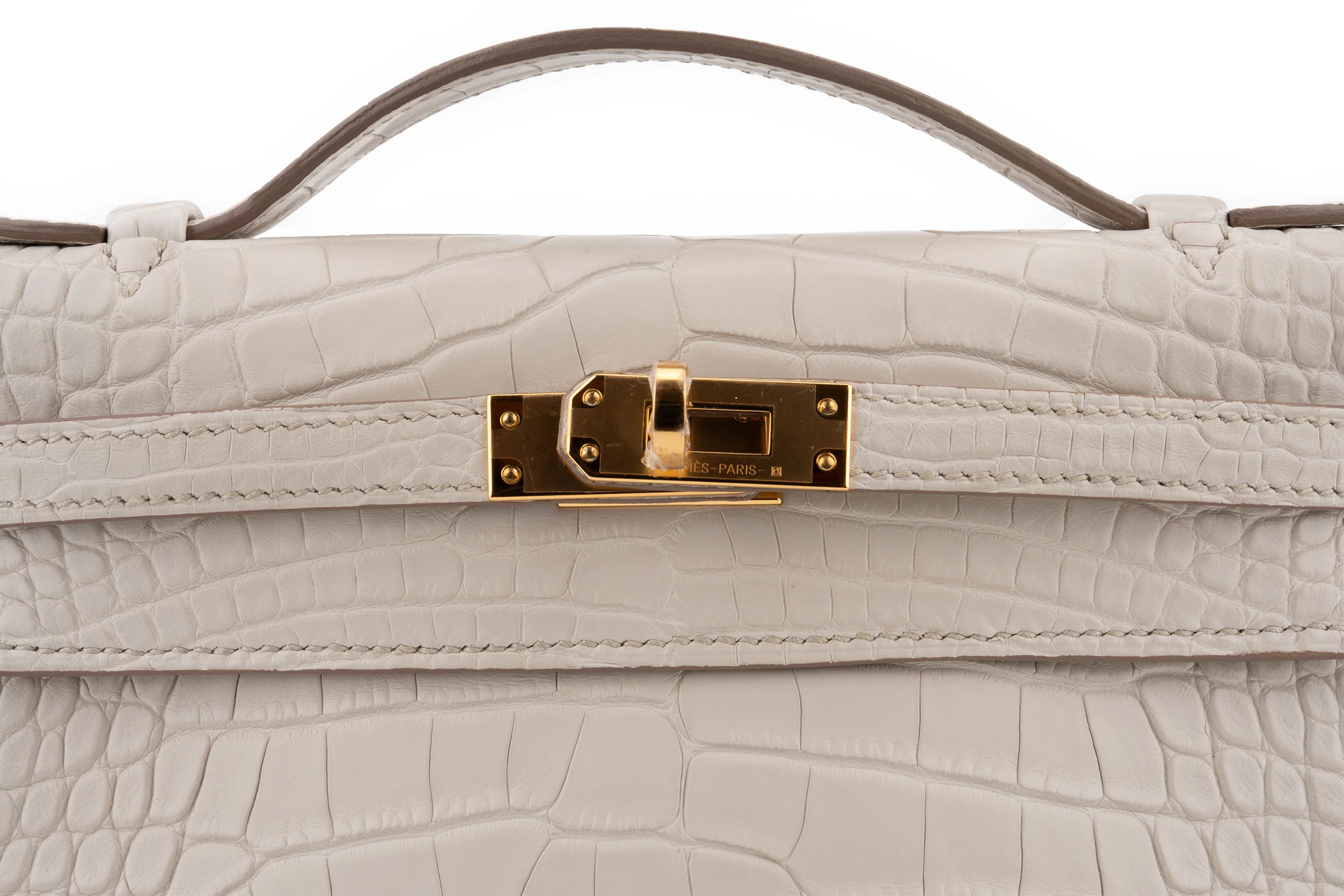 Hermès Kelly Pochette Matte Alligator Mississippian Beton GHW - Image 7