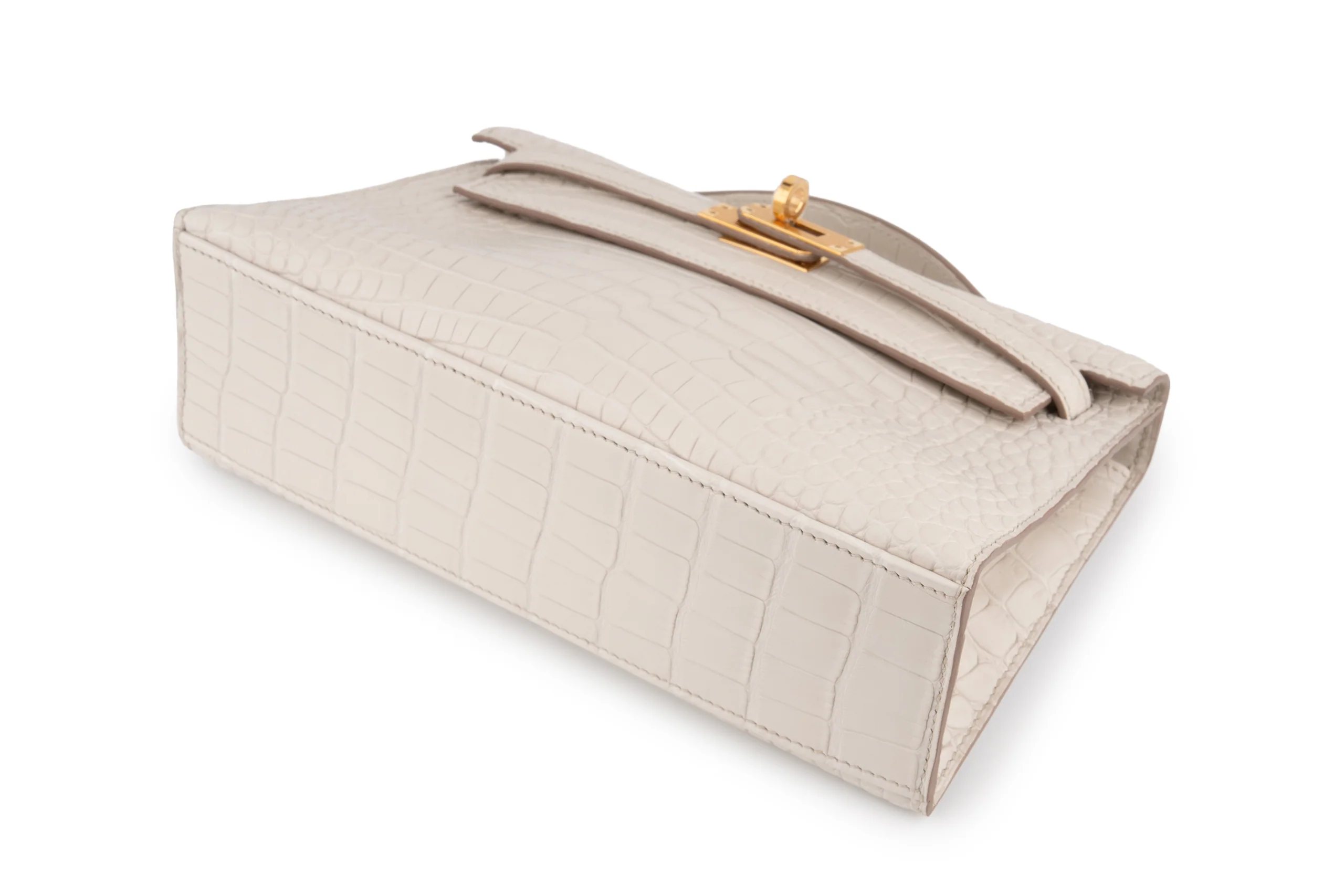 Hermès Kelly Pochette Matte Alligator Mississippian Beton GHW - Image 8