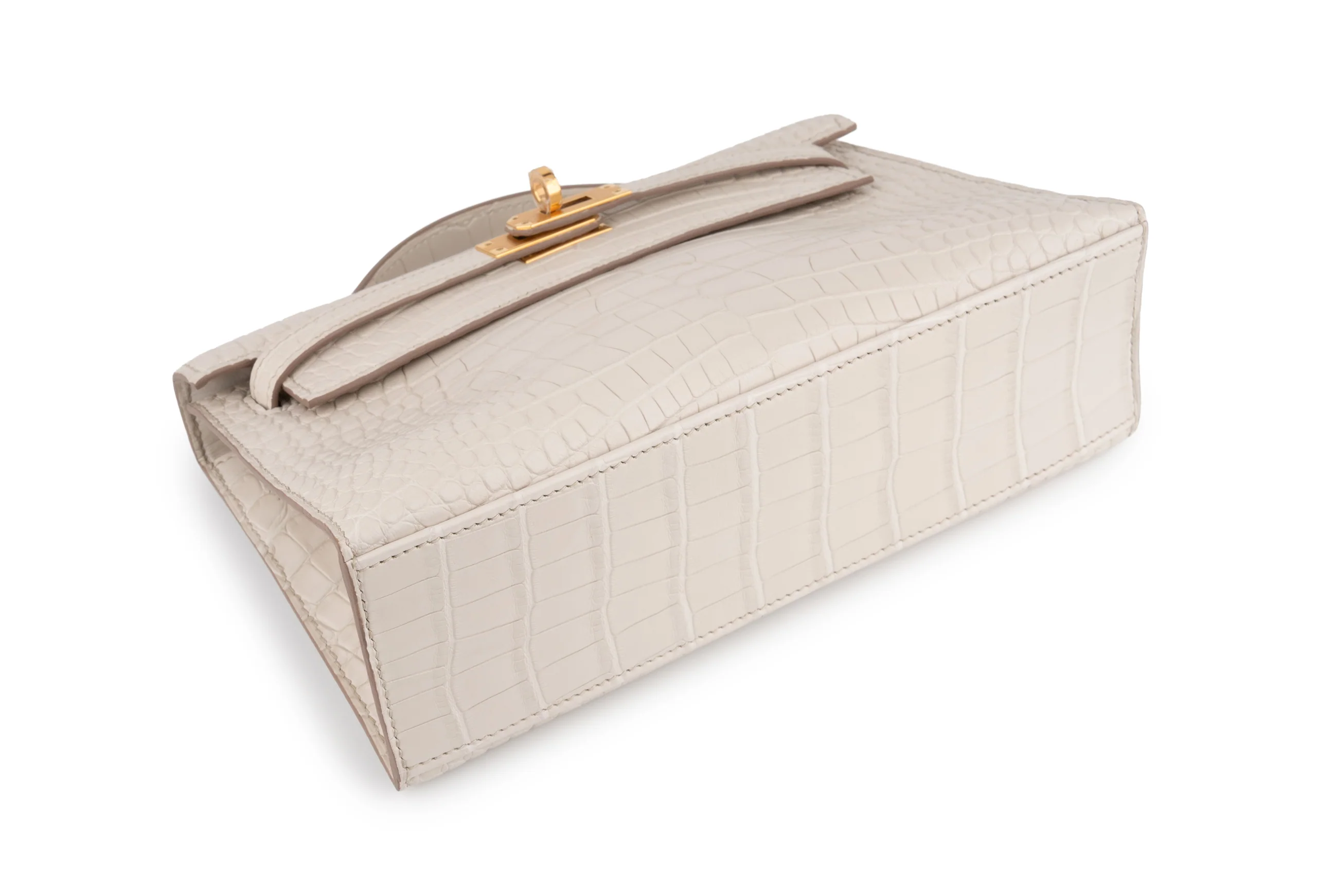 Hermès Kelly Pochette Matte Alligator Mississippian Beton GHW - Image 9
