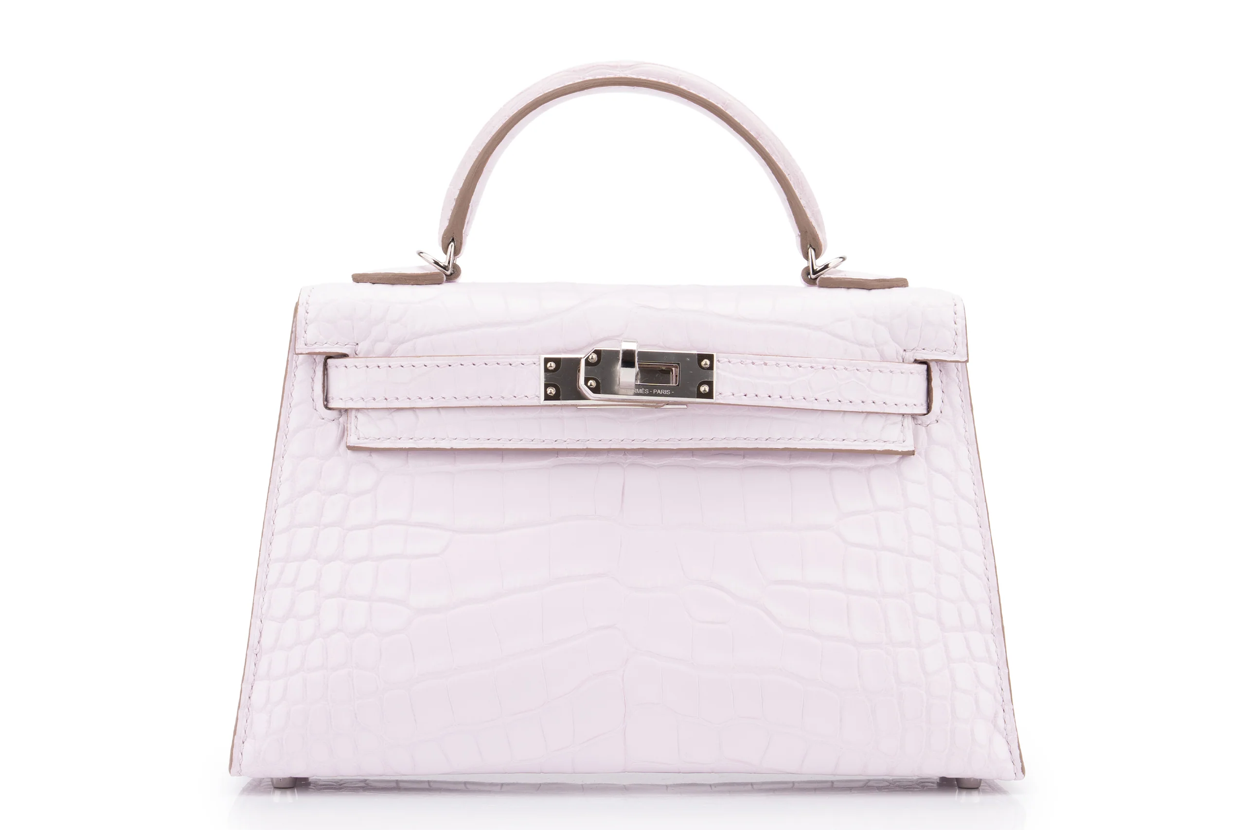 Hermès Mini Kelly		Alligator 	Mississippiensis Boreal Satin Mauve Pale	PHW