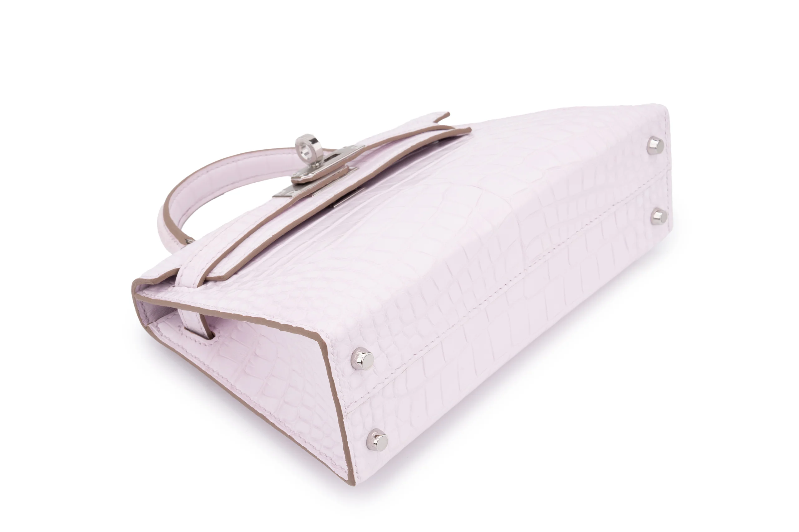 Hermès Mini Kelly		Alligator 	Mississippiensis Boreal Satin Mauve Pale	PHW - Image 12