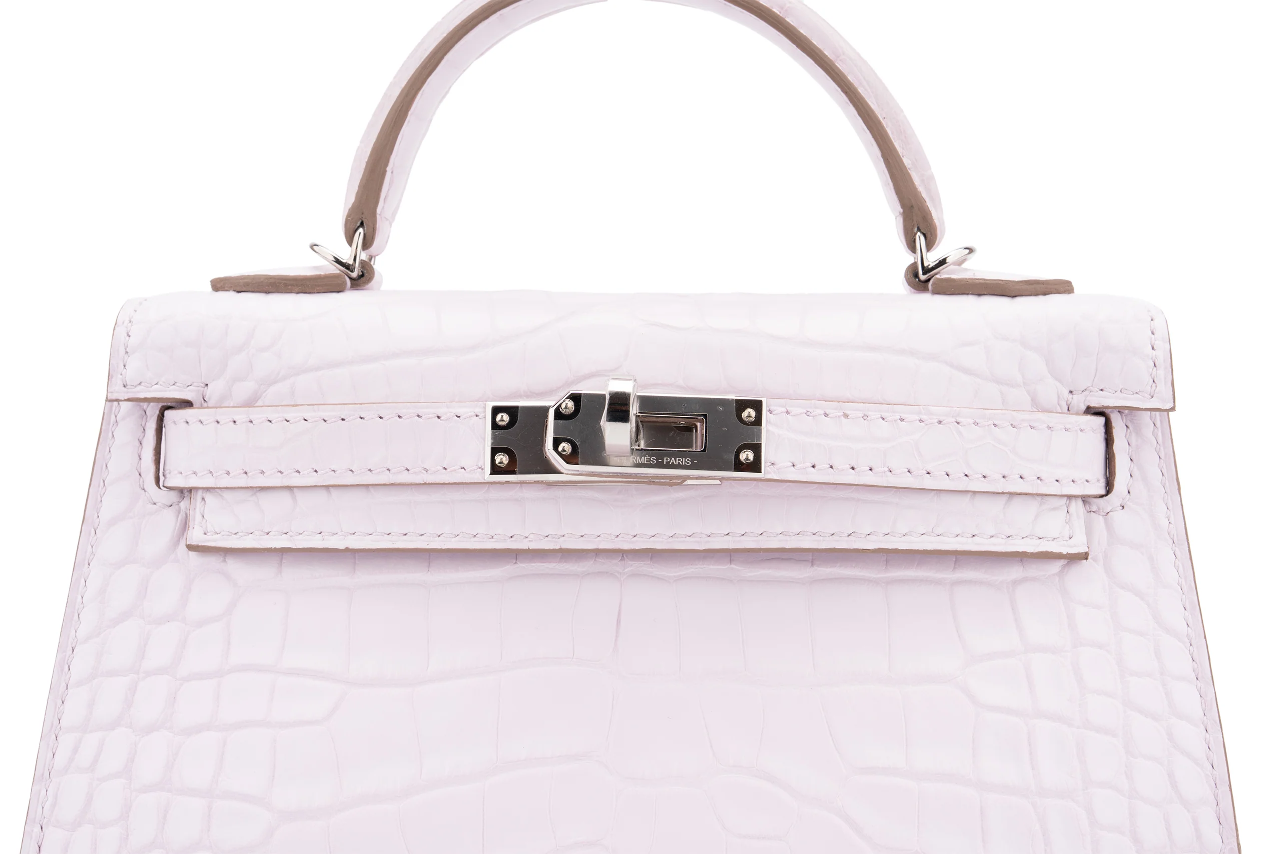 Hermès Mini Kelly		Alligator 	Mississippiensis Boreal Satin Mauve Pale	PHW - Image 7