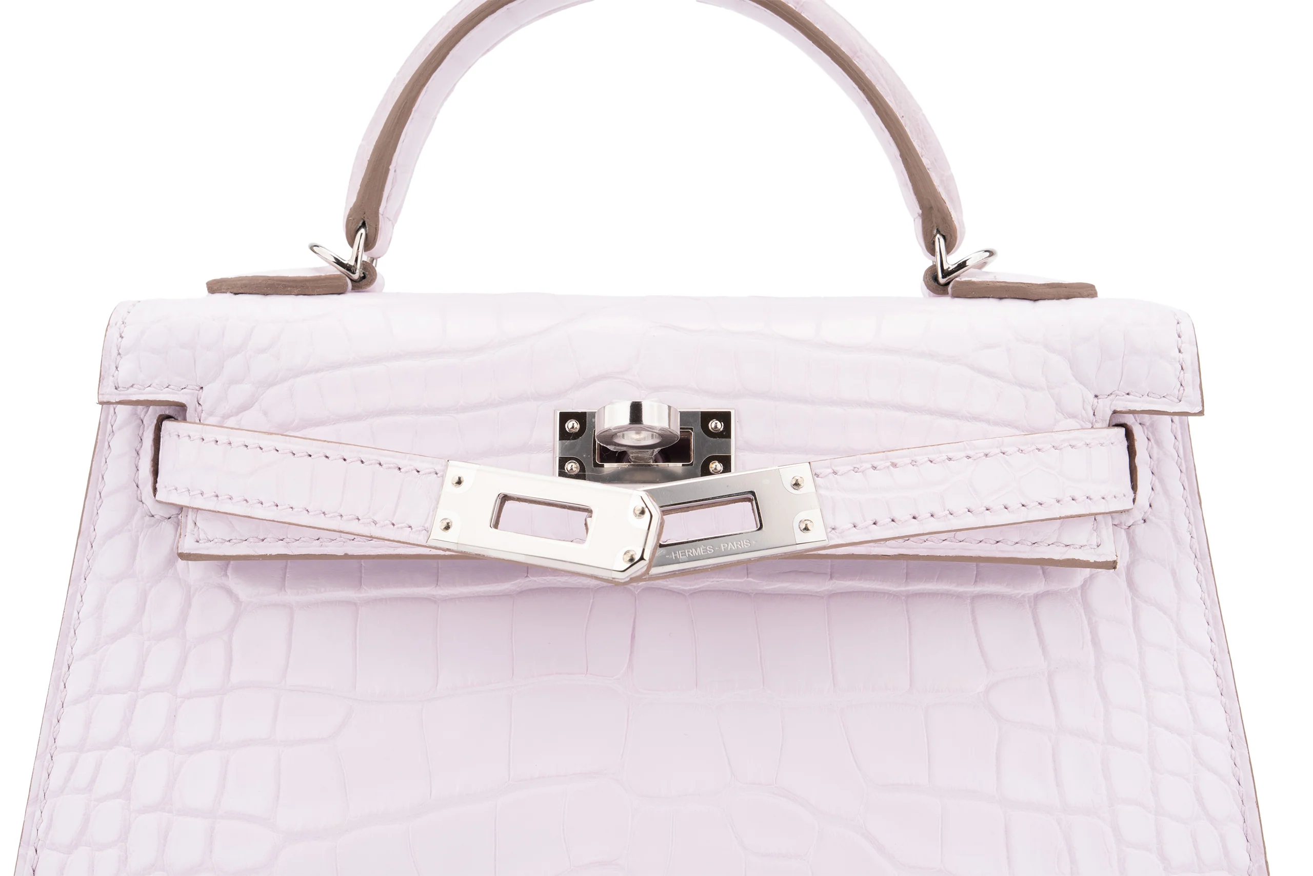 Hermès Mini Kelly		Alligator 	Mississippiensis Boreal Satin Mauve Pale	PHW - Image 8