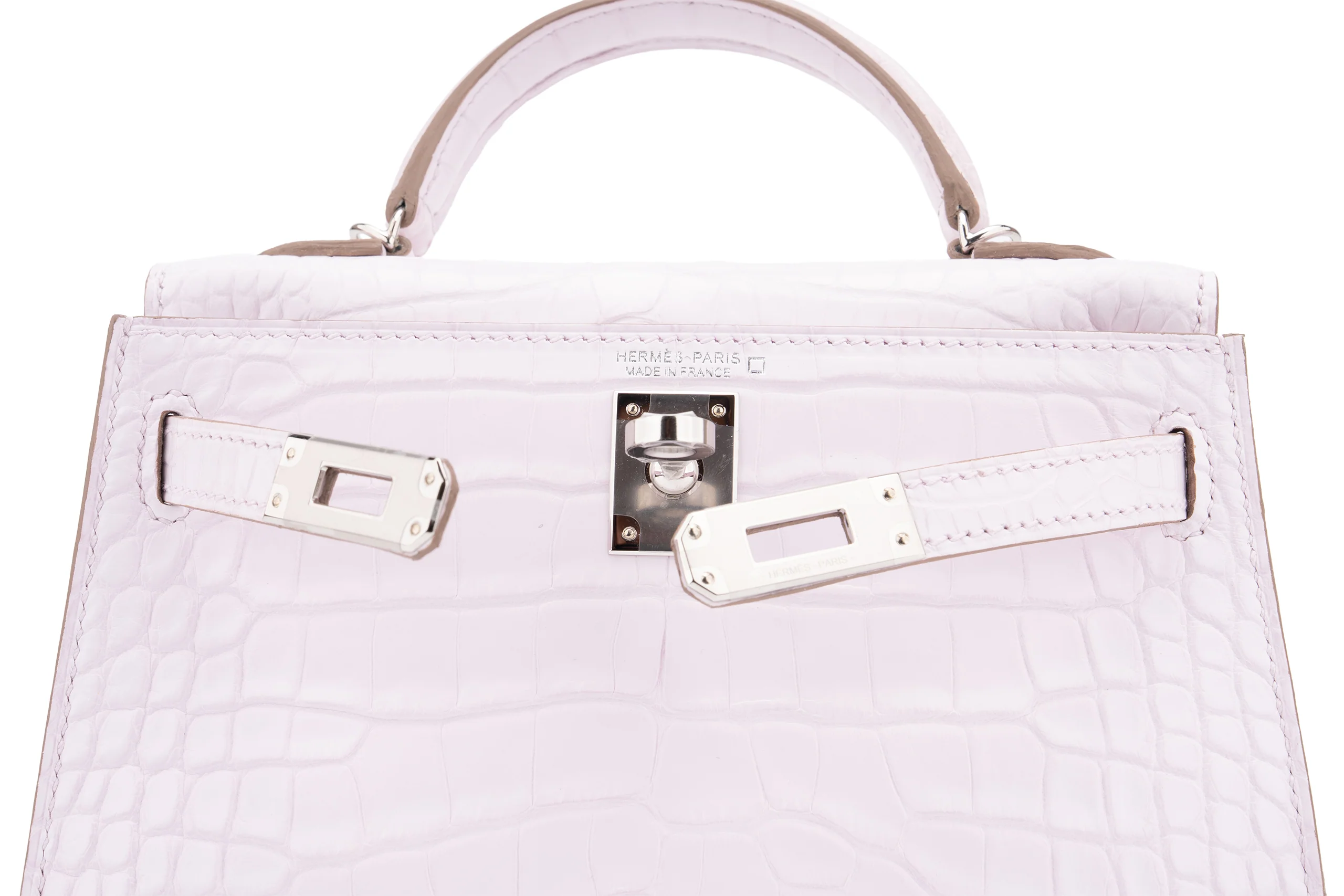 Hermès Mini Kelly		Alligator 	Mississippiensis Boreal Satin Mauve Pale	PHW - Image 9