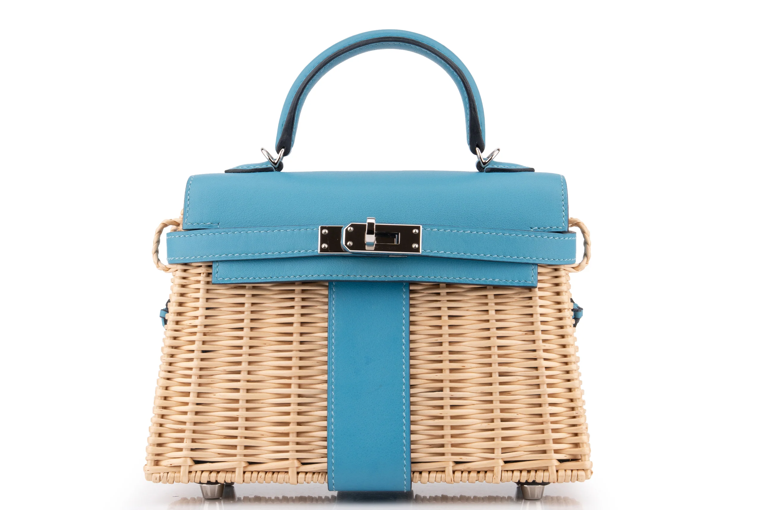 Hermès Mini Kelly Blue Du Nord Picnic 	PHW
