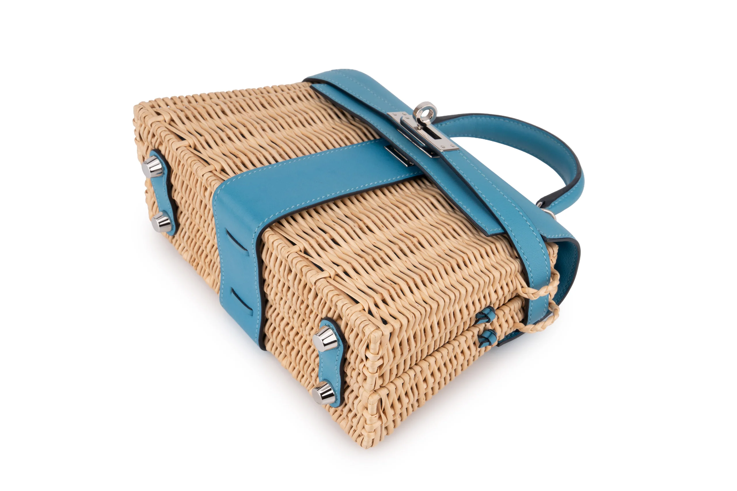 Hermès Mini Kelly Blue Du Nord Picnic 	PHW - Image 11