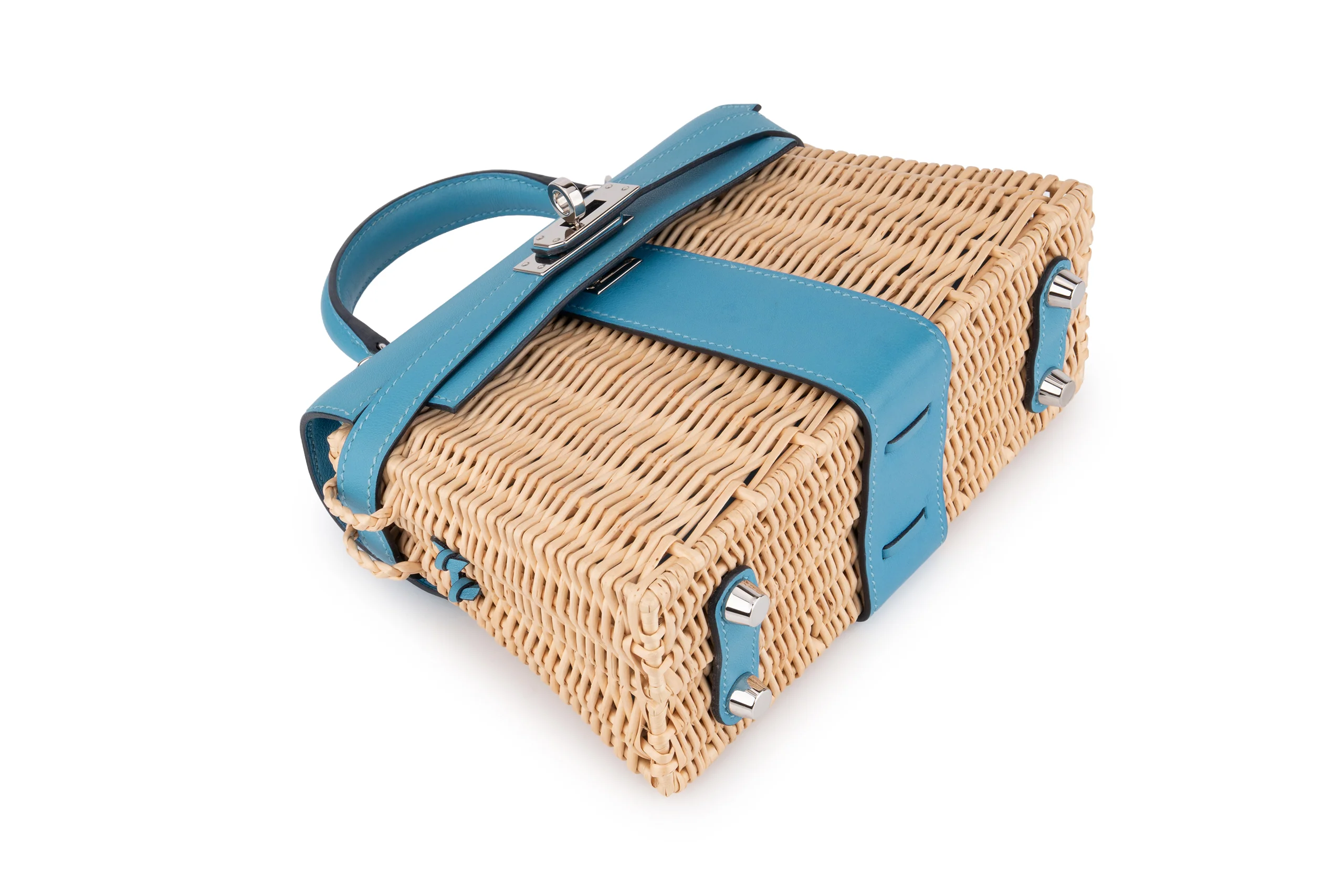 Hermès Mini Kelly Blue Du Nord Picnic 	PHW - Image 12