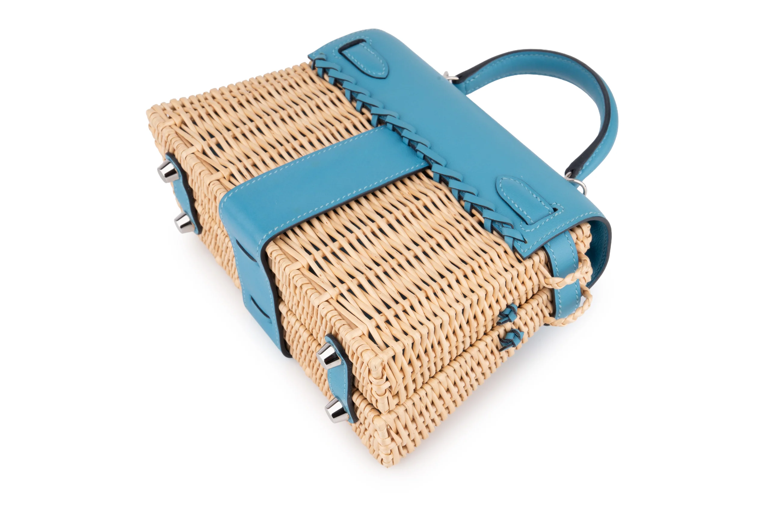 Hermès Mini Kelly Blue Du Nord Picnic 	PHW - Image 13