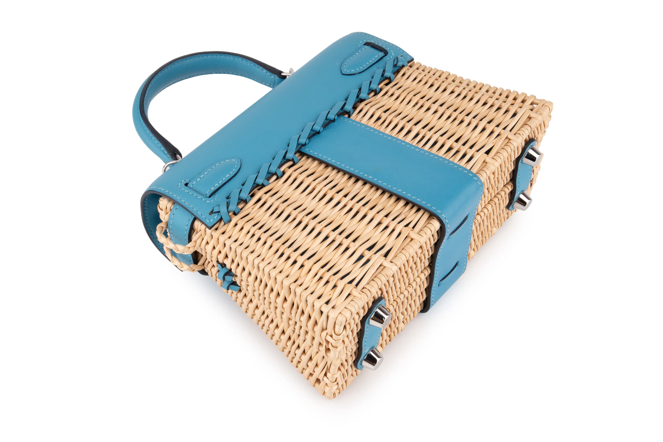 Hermès Mini Kelly Blue Du Nord Picnic 	PHW - Image 14