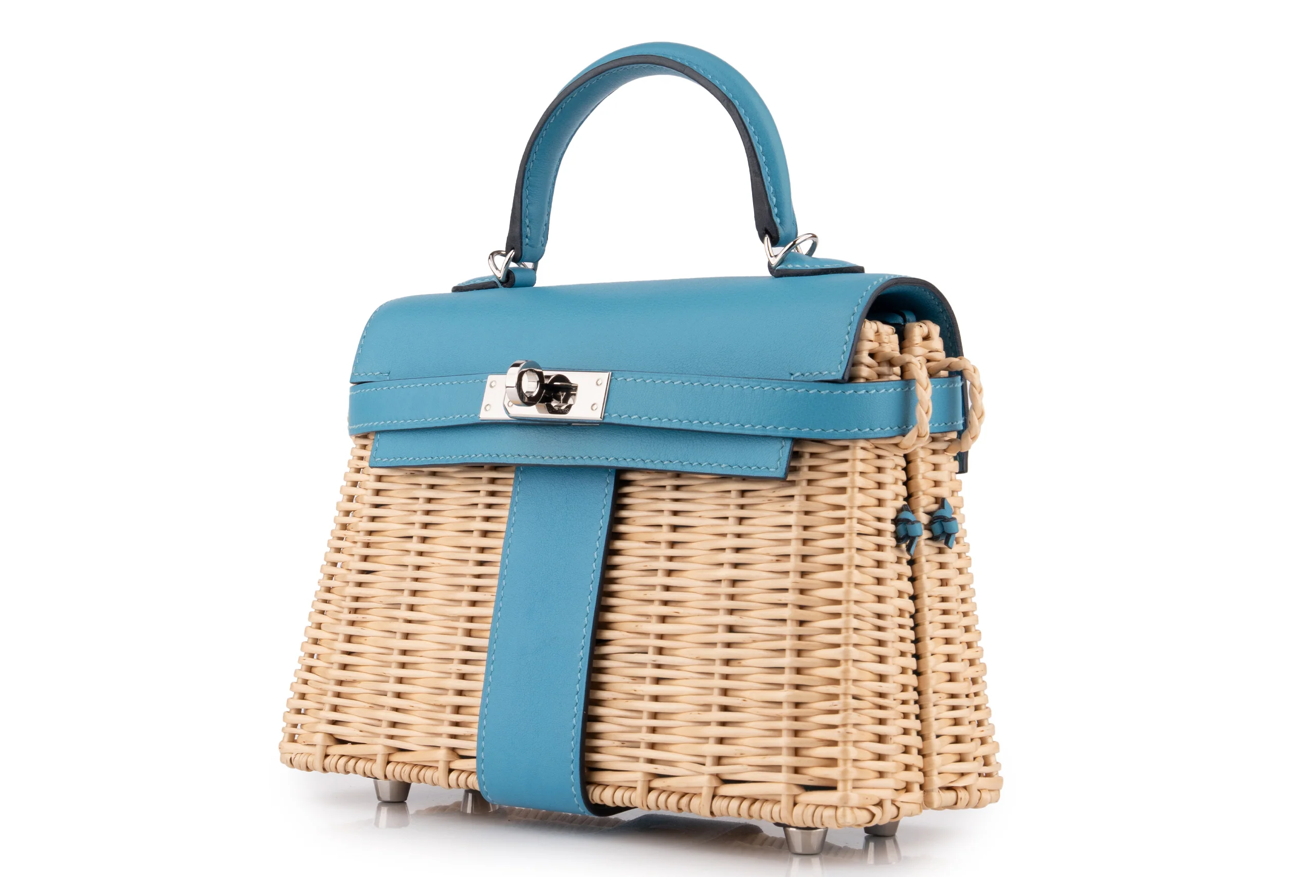 Hermès Mini Kelly Blue Du Nord Picnic 	PHW - Image 2
