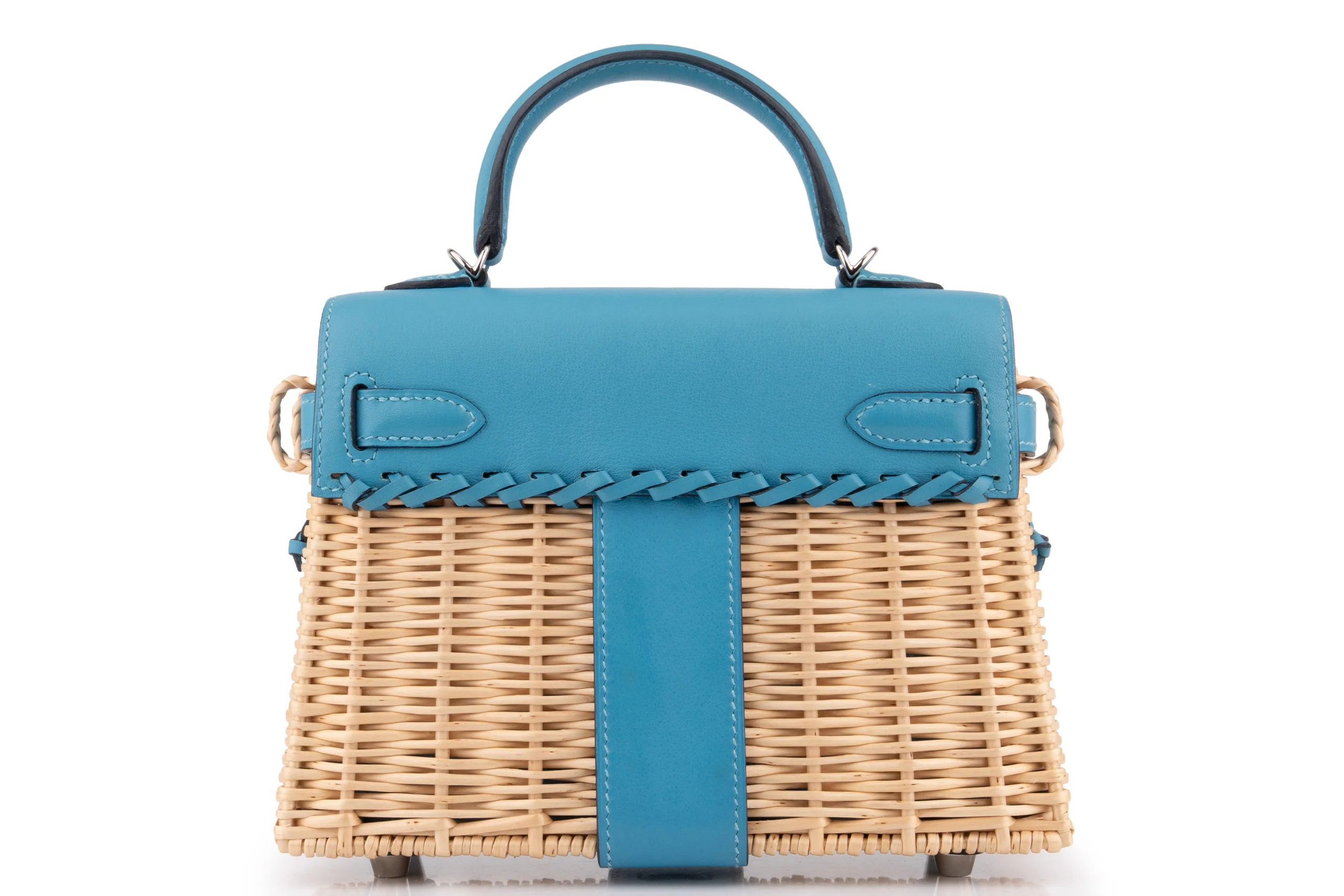 Hermès Mini Kelly Blue Du Nord Picnic 	PHW - Image 4