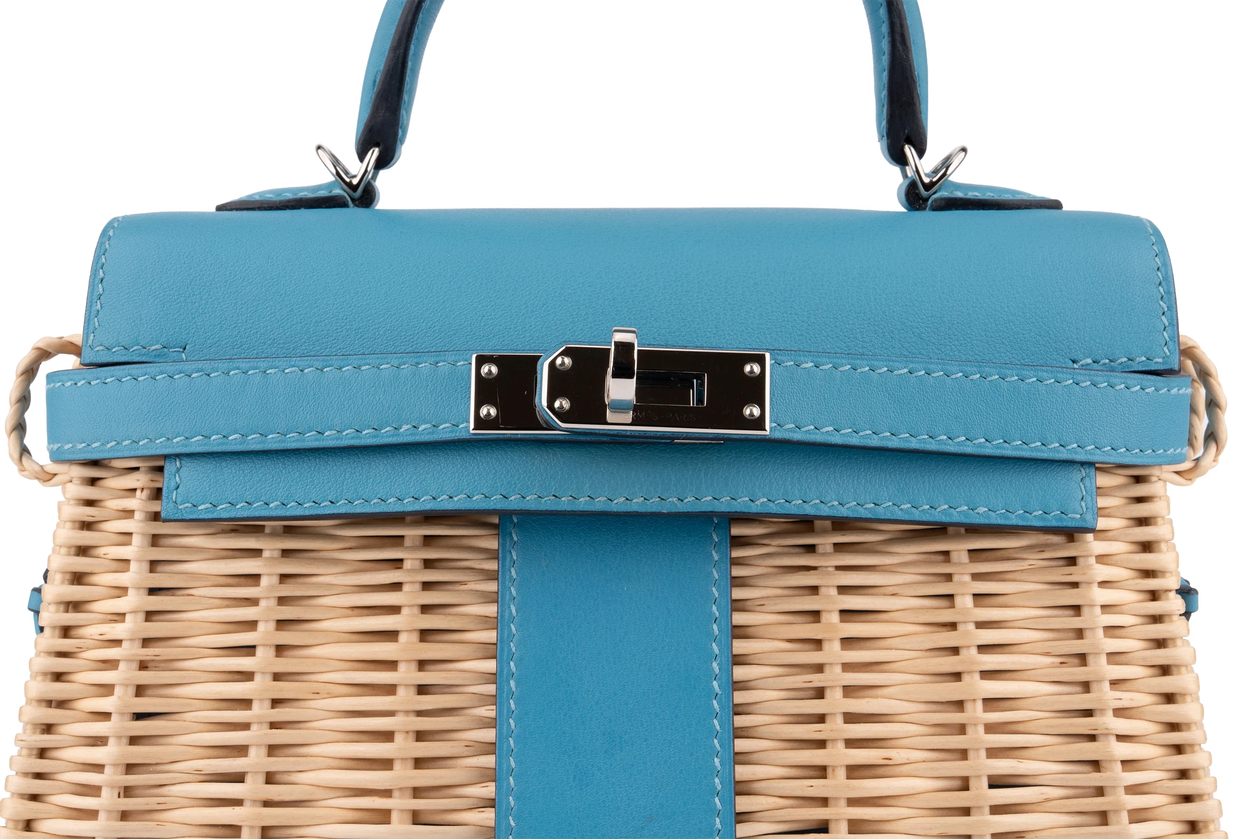 Hermès Mini Kelly Blue Du Nord Picnic 	PHW - Image 7