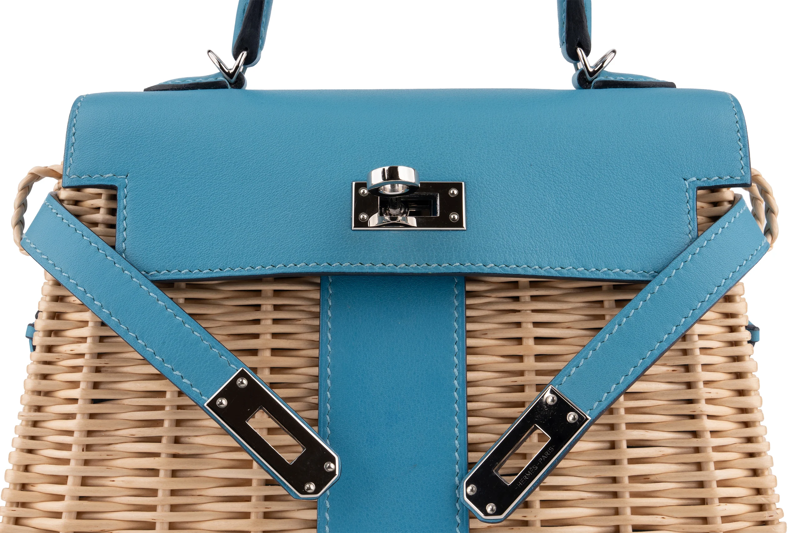 Hermès Mini Kelly Blue Du Nord Picnic 	PHW - Image 8