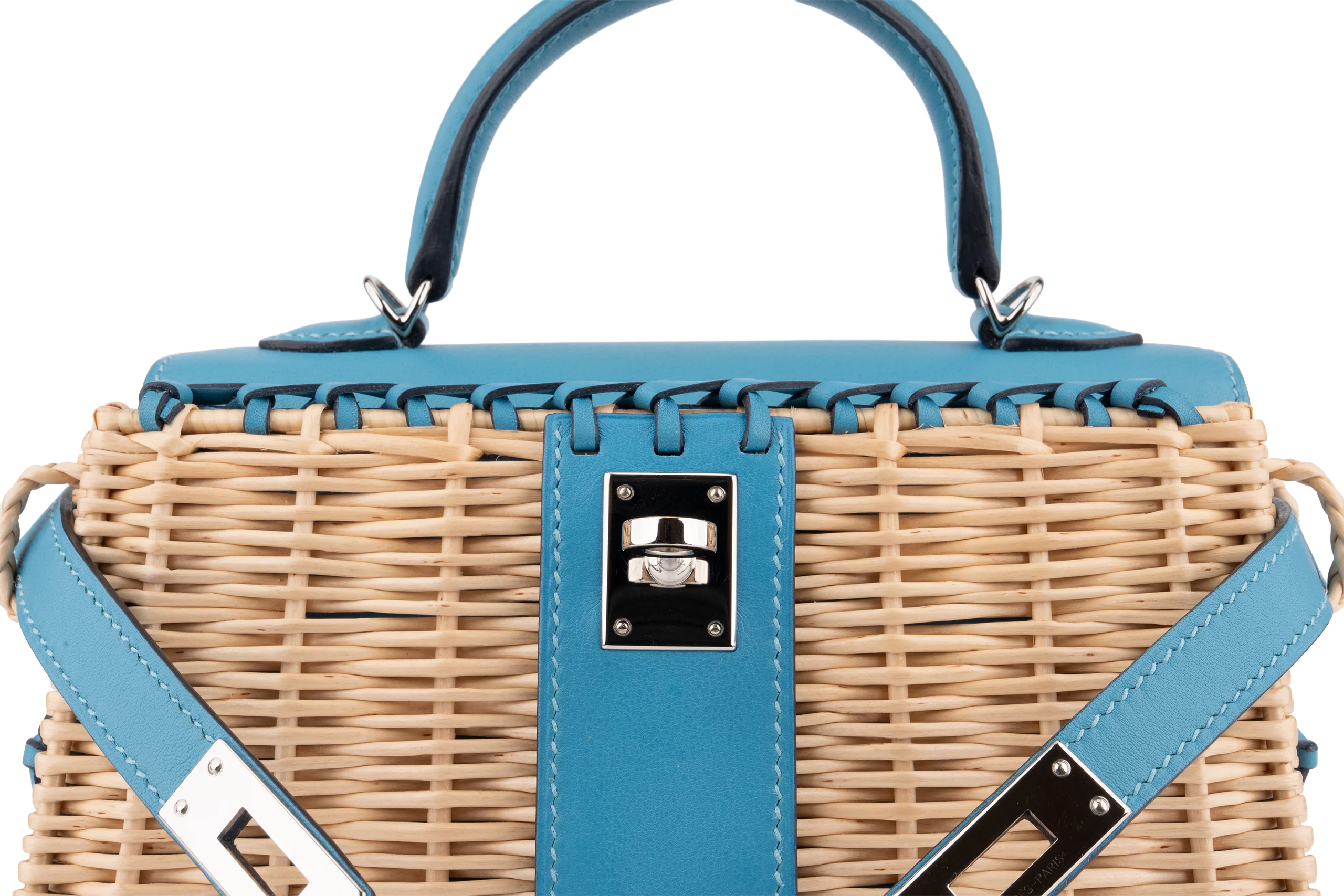 Hermès Mini Kelly Blue Du Nord Picnic 	PHW - Image 9