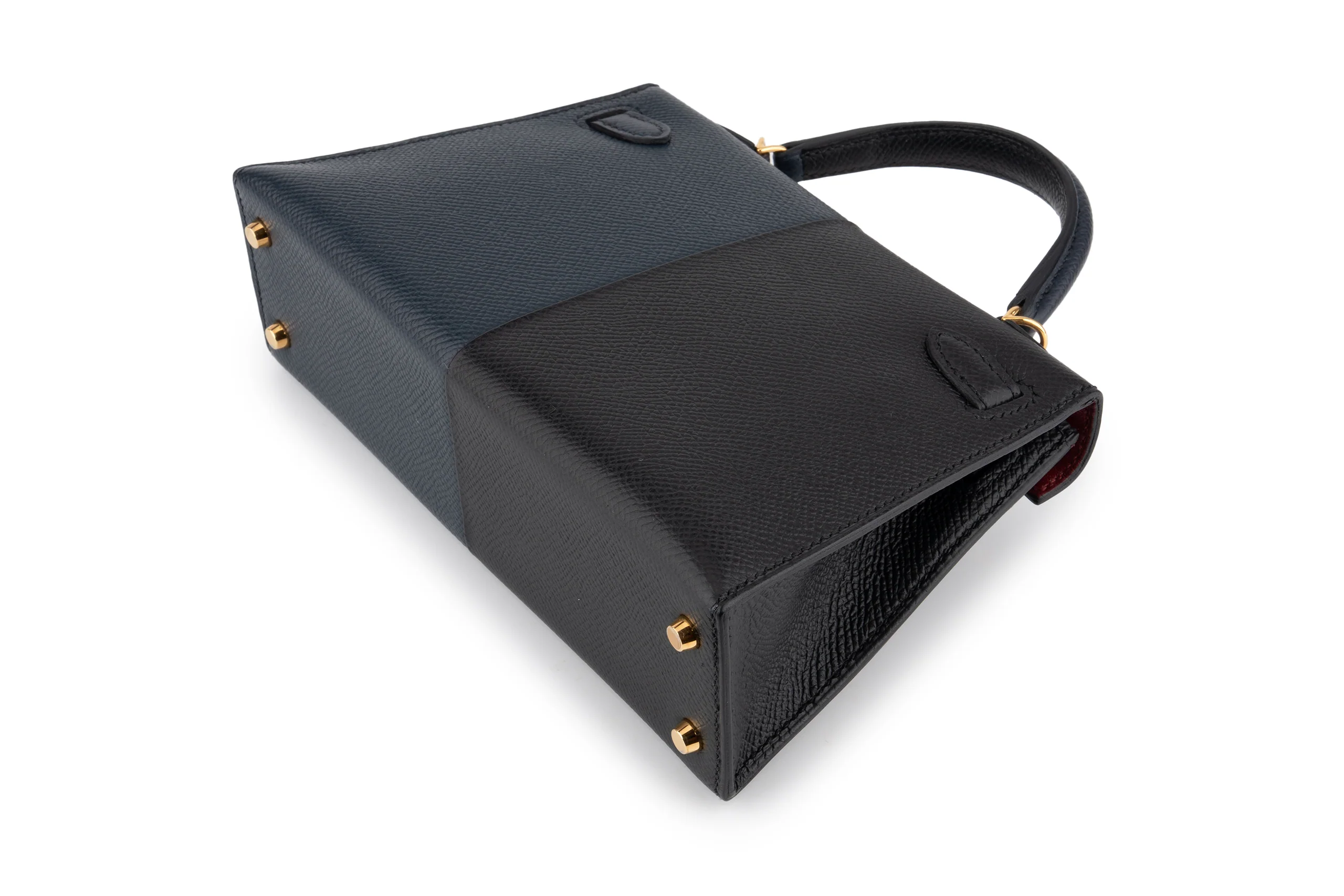 Hermès Mini Kelly Casaque Bleu Indigo / Noir Verso Rouge GHW - Image 12