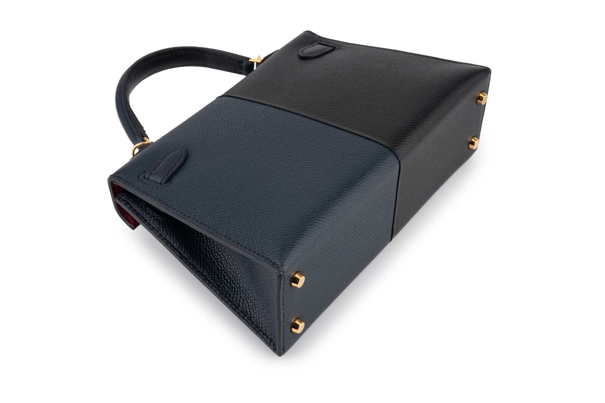 Hermès Mini Kelly Casaque Bleu Indigo / Noir Verso Rouge GHW - Image 14