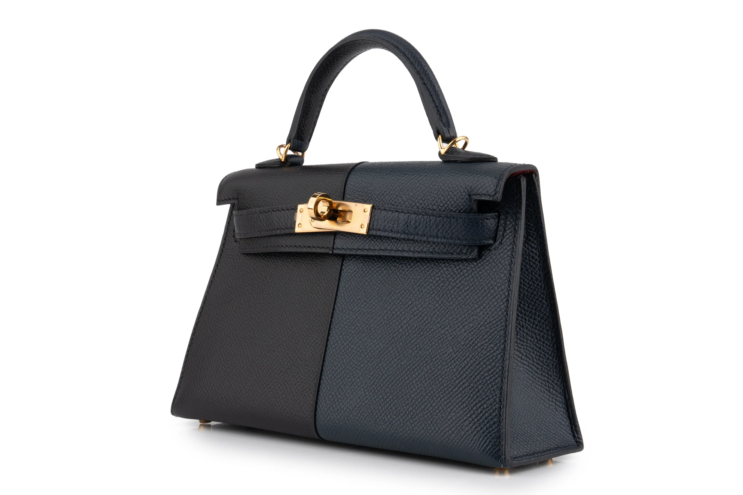 Hermès Mini Kelly Casaque Bleu Indigo / Noir Verso Rouge GHW - Image 2
