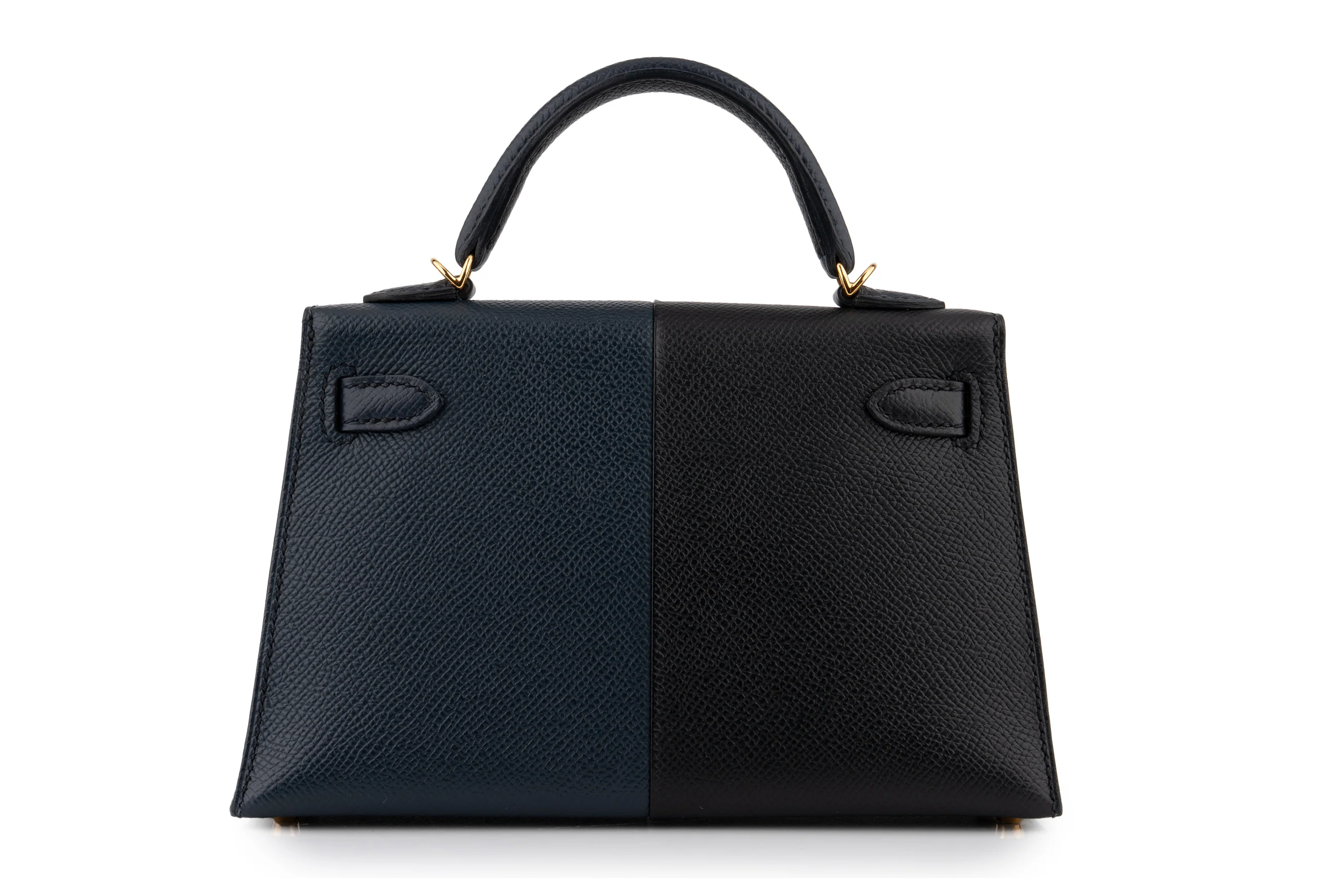 Hermès Mini Kelly Casaque Bleu Indigo / Noir Verso Rouge GHW - Image 4