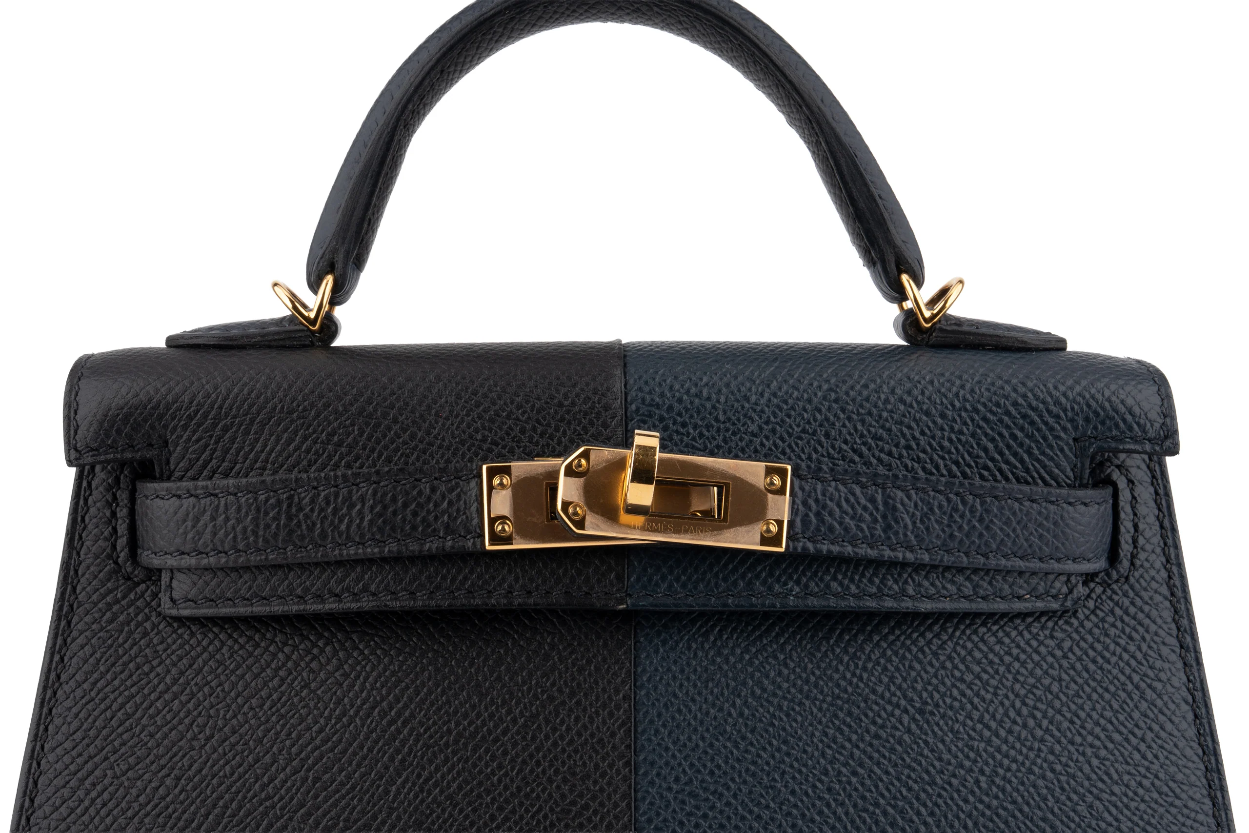 Hermès Mini Kelly Casaque Bleu Indigo / Noir Verso Rouge GHW - Image 7