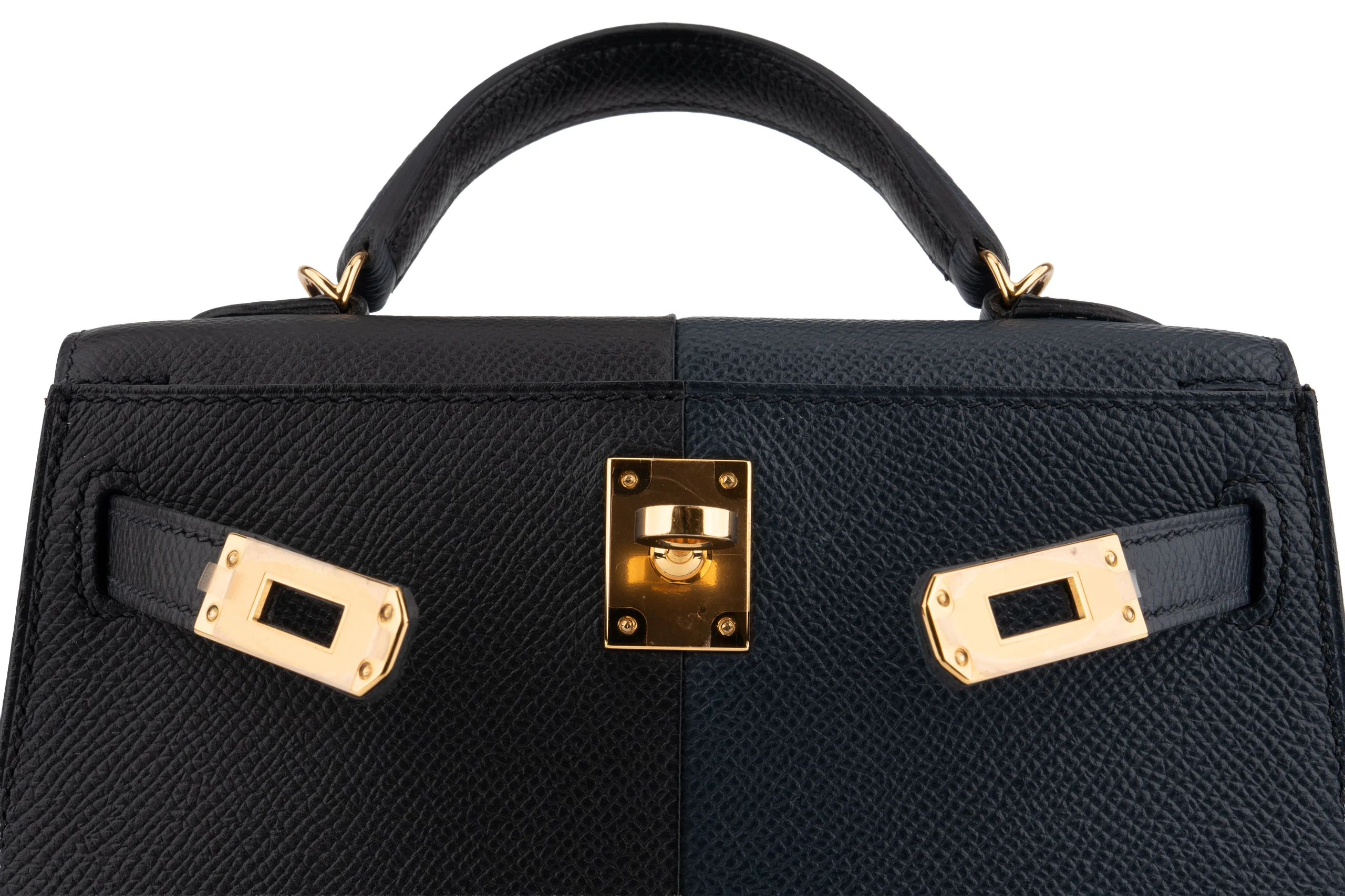 Hermès Mini Kelly Casaque Bleu Indigo / Noir Verso Rouge GHW - Image 8