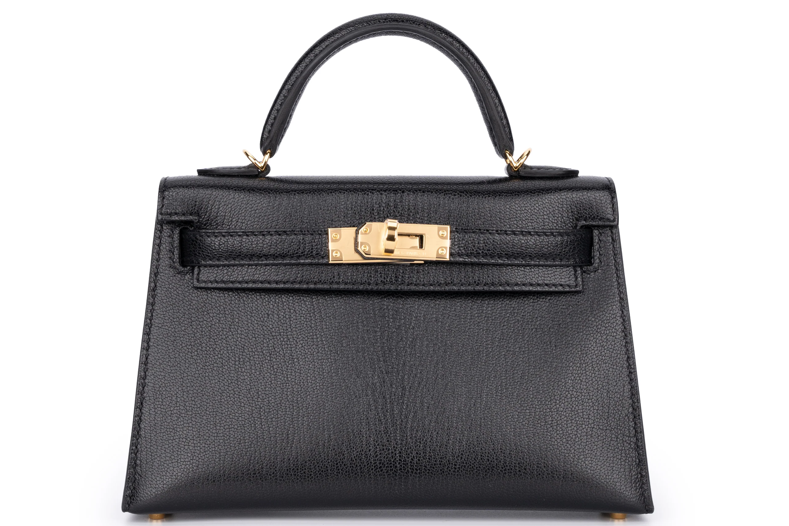 Hermès Mini Kelly		Chamkila	Goat Skin	Noir 	GHW