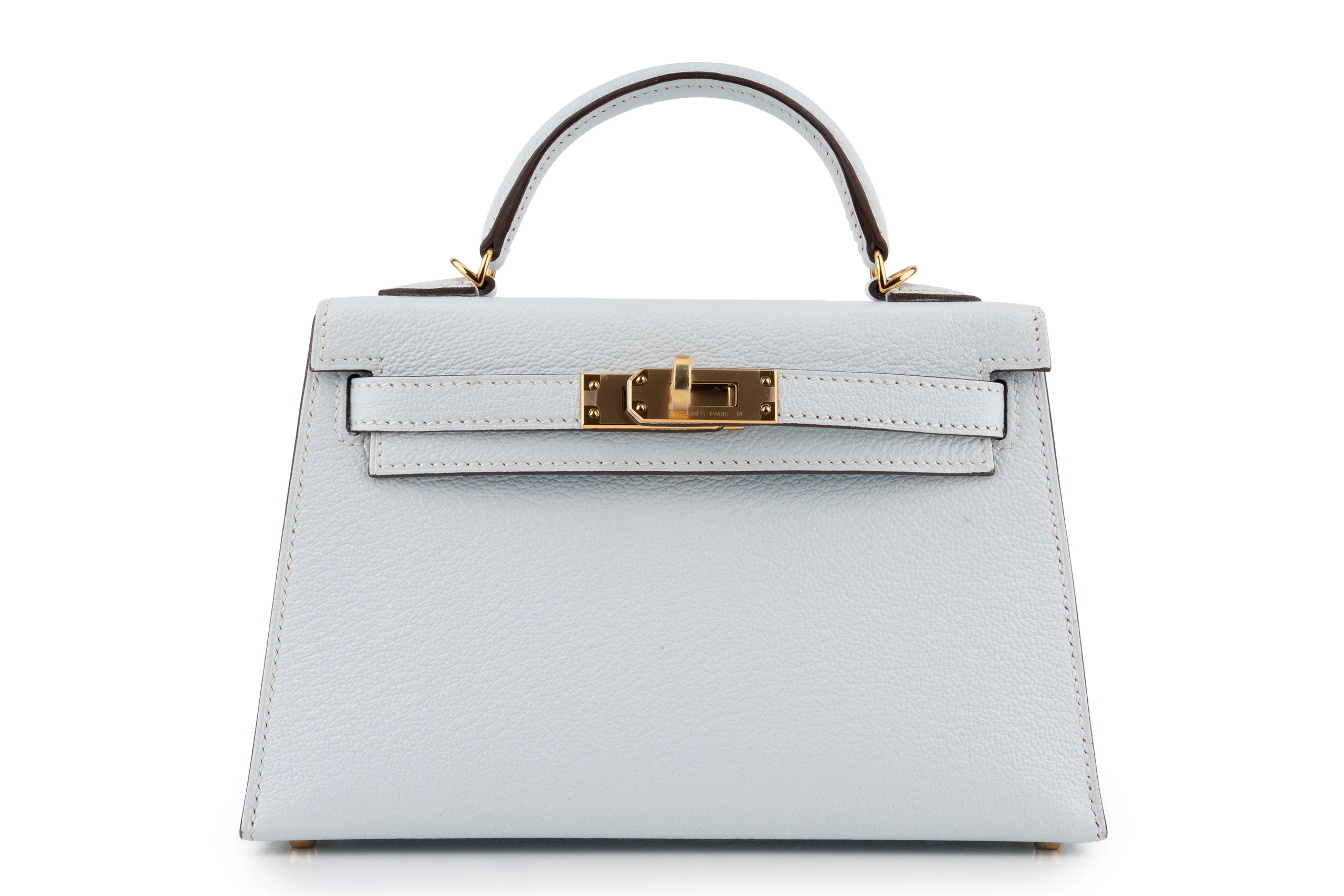 Hermès Mini Kelly Chevre Bleu Brume GHW