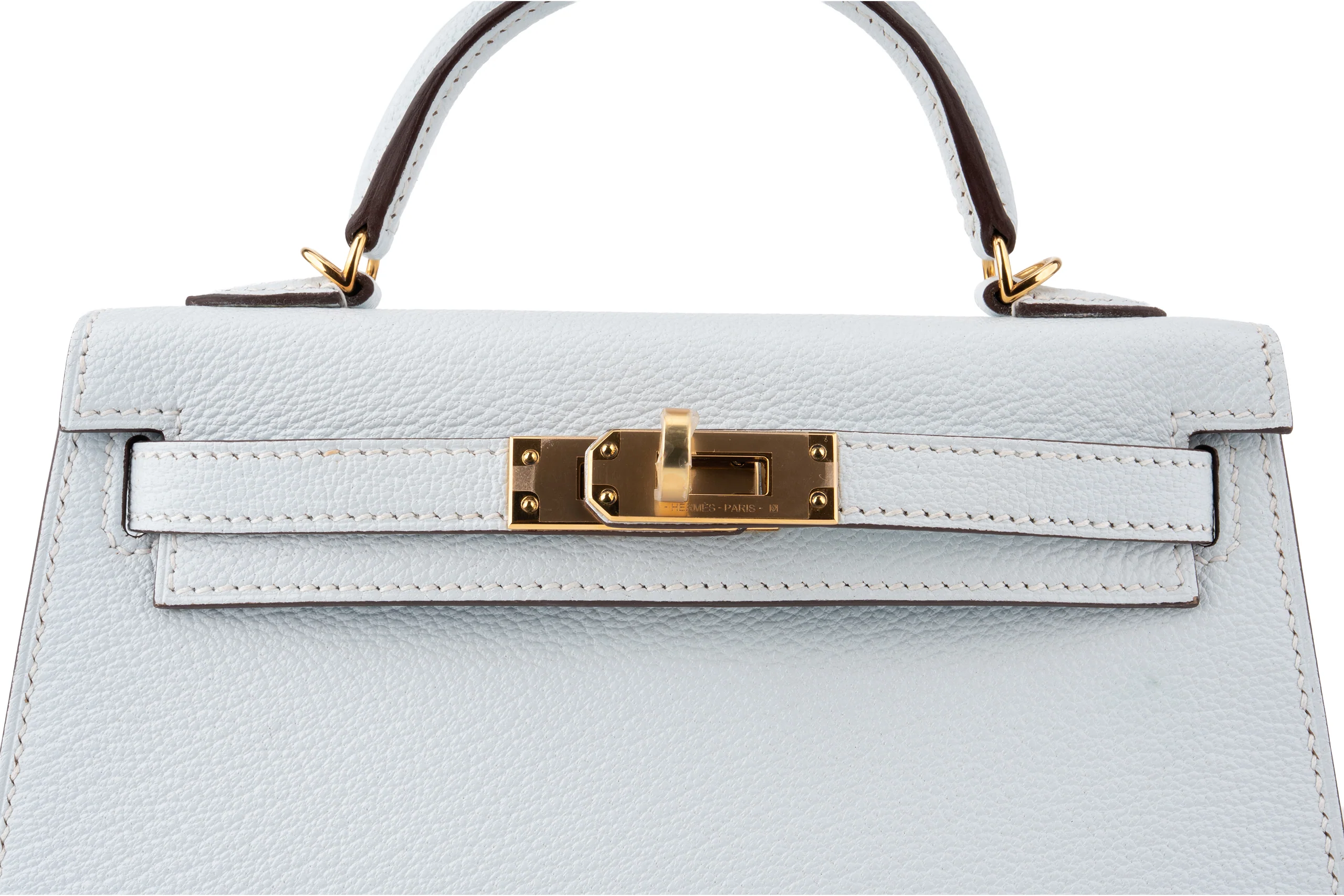Hermès Mini Kelly Chevre Bleu Brume GHW - Image 3