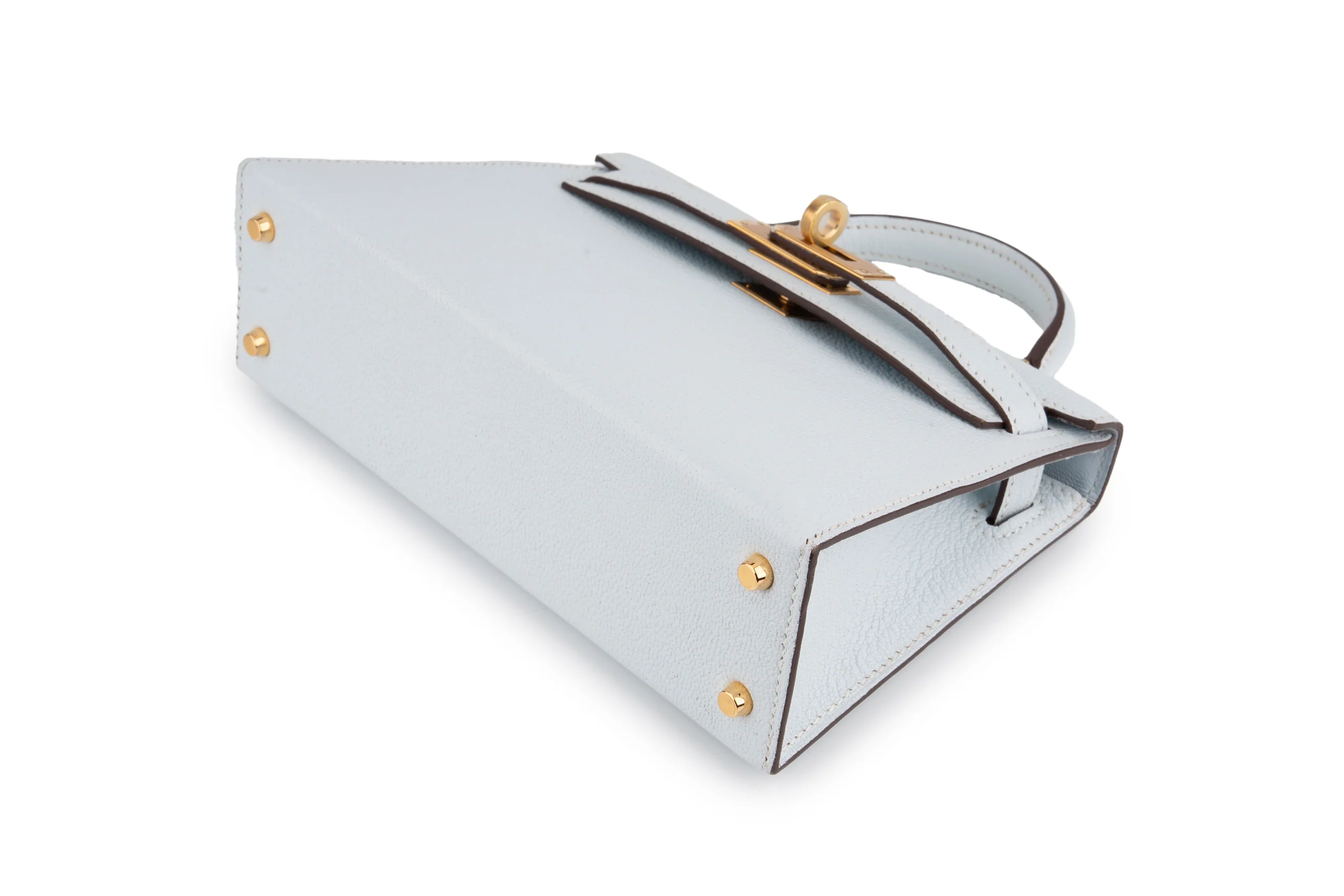 Hermès Mini Kelly Chevre Bleu Brume GHW - Image 5