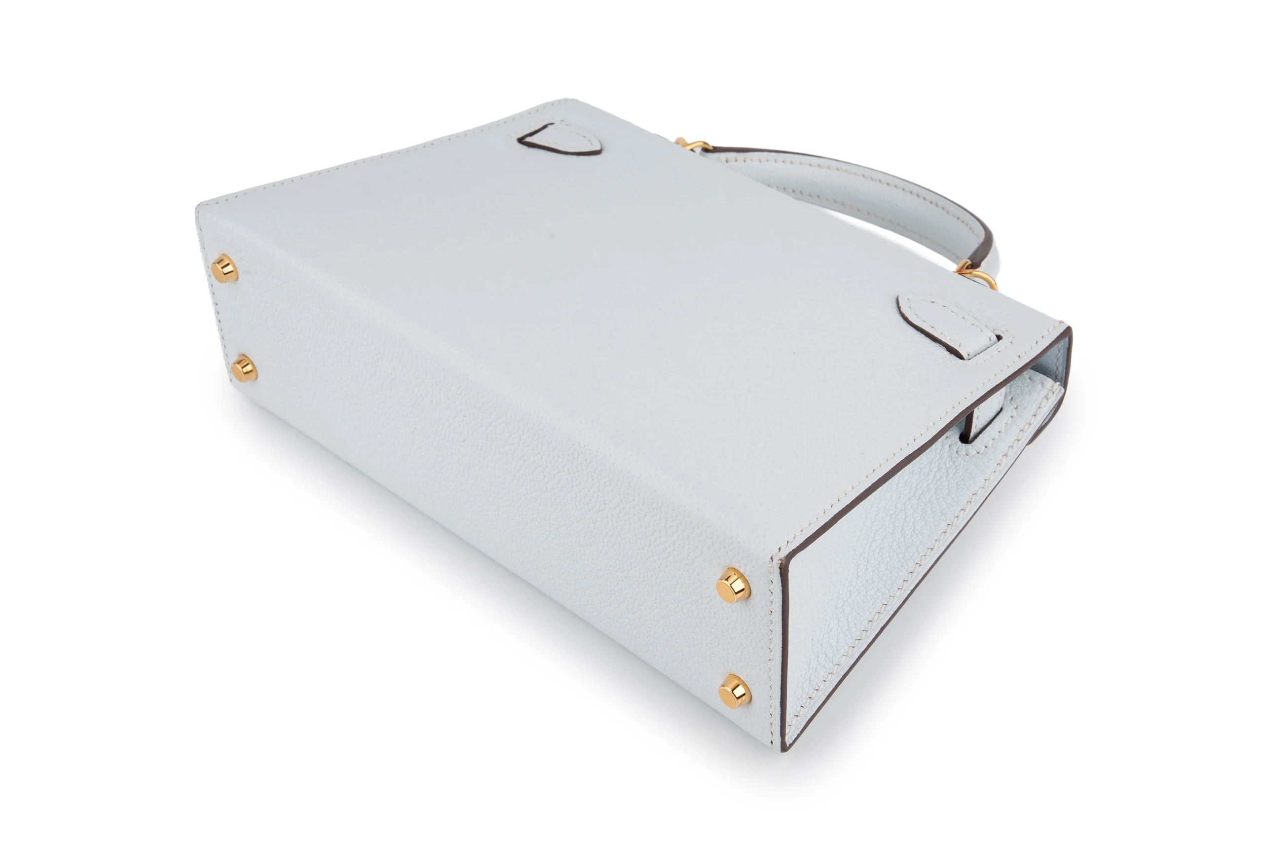 Hermès Mini Kelly Chevre Bleu Brume GHW - Image 6