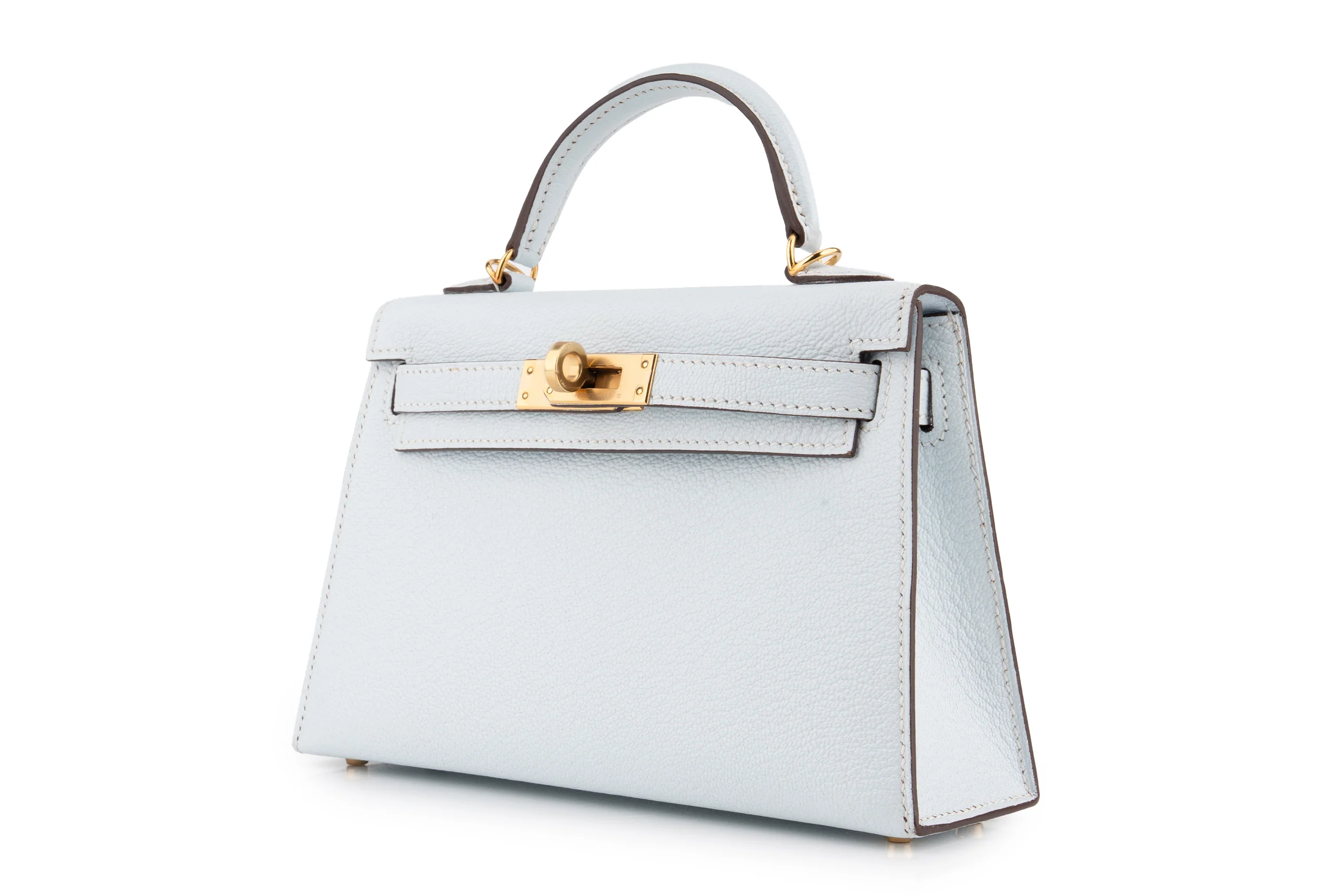 Hermès Mini Kelly Chevre Bleu Brume GHW - Image 8