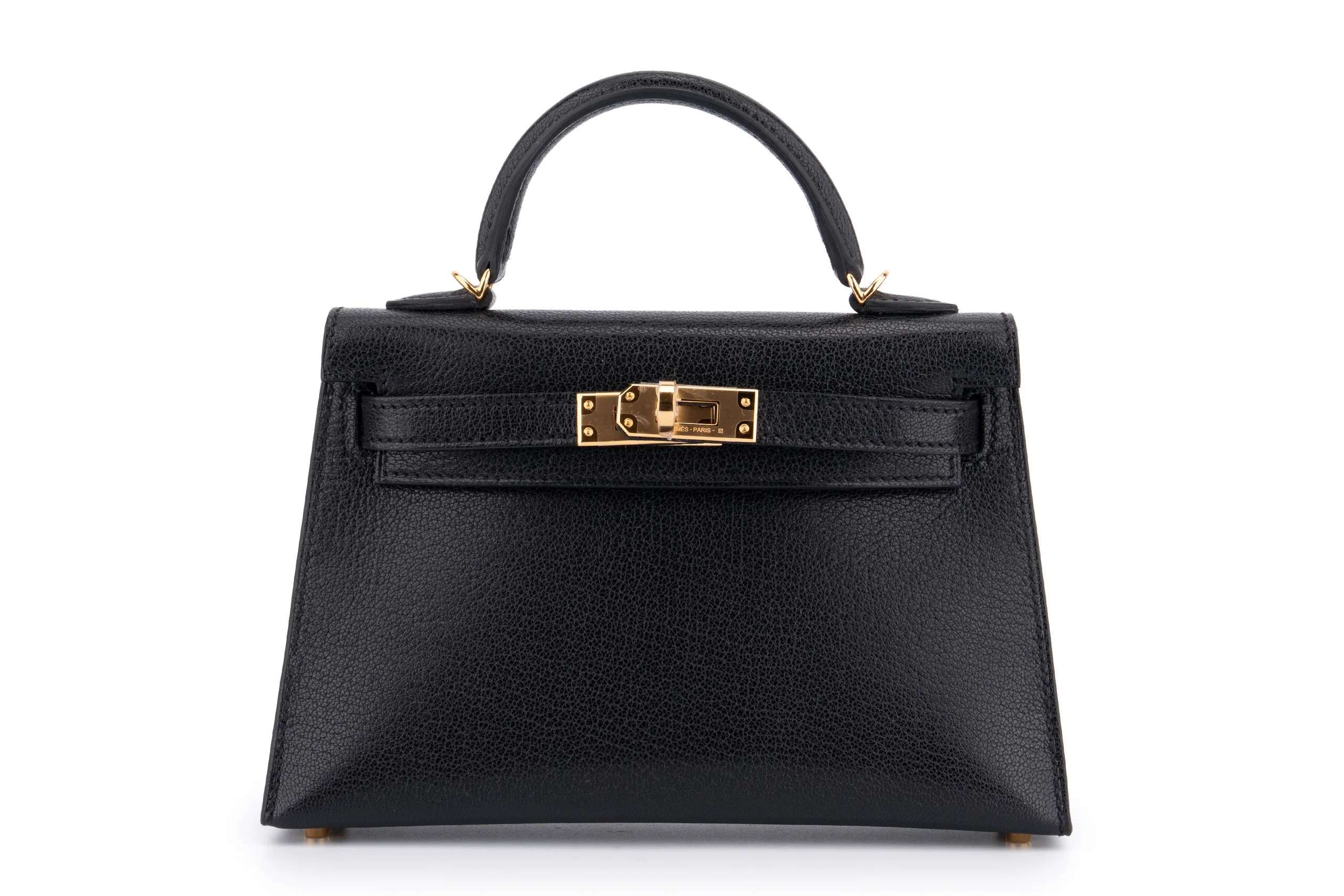 Hermès Mini Kelly	Chevre Noir GHW