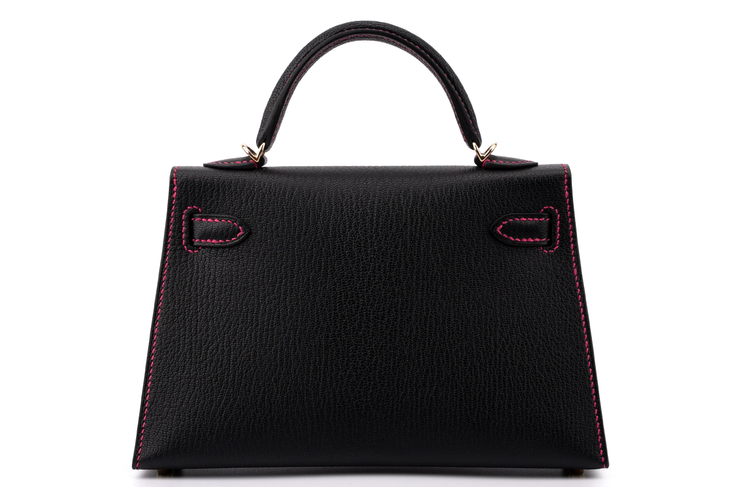 Hermès Mini Kelly		Chevre	Noir / Rose Mexico	PBHW - Image 4