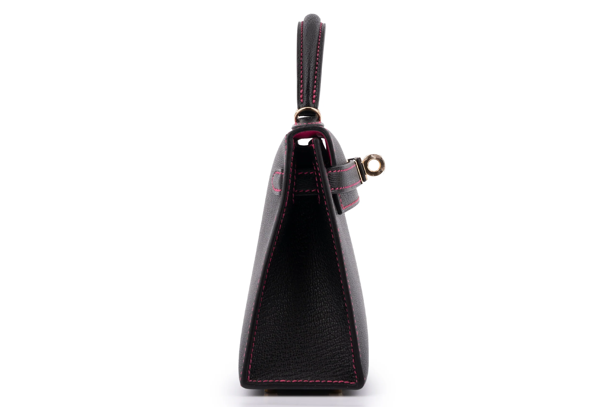 Hermès Mini Kelly		Chevre	Noir / Rose Mexico	PBHW - Image 5