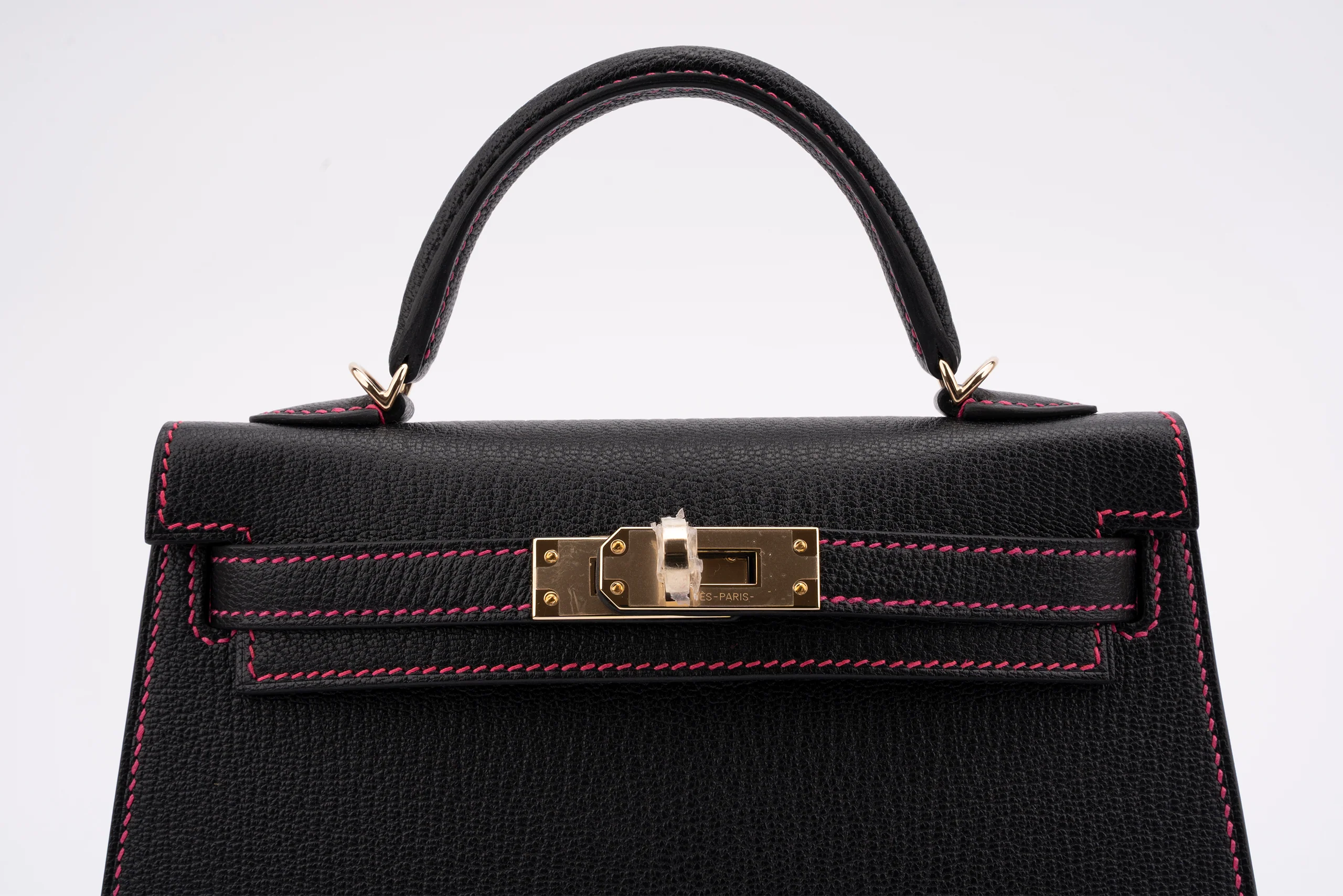 Hermès Mini Kelly		Chevre	Noir / Rose Mexico	PBHW - Image 7