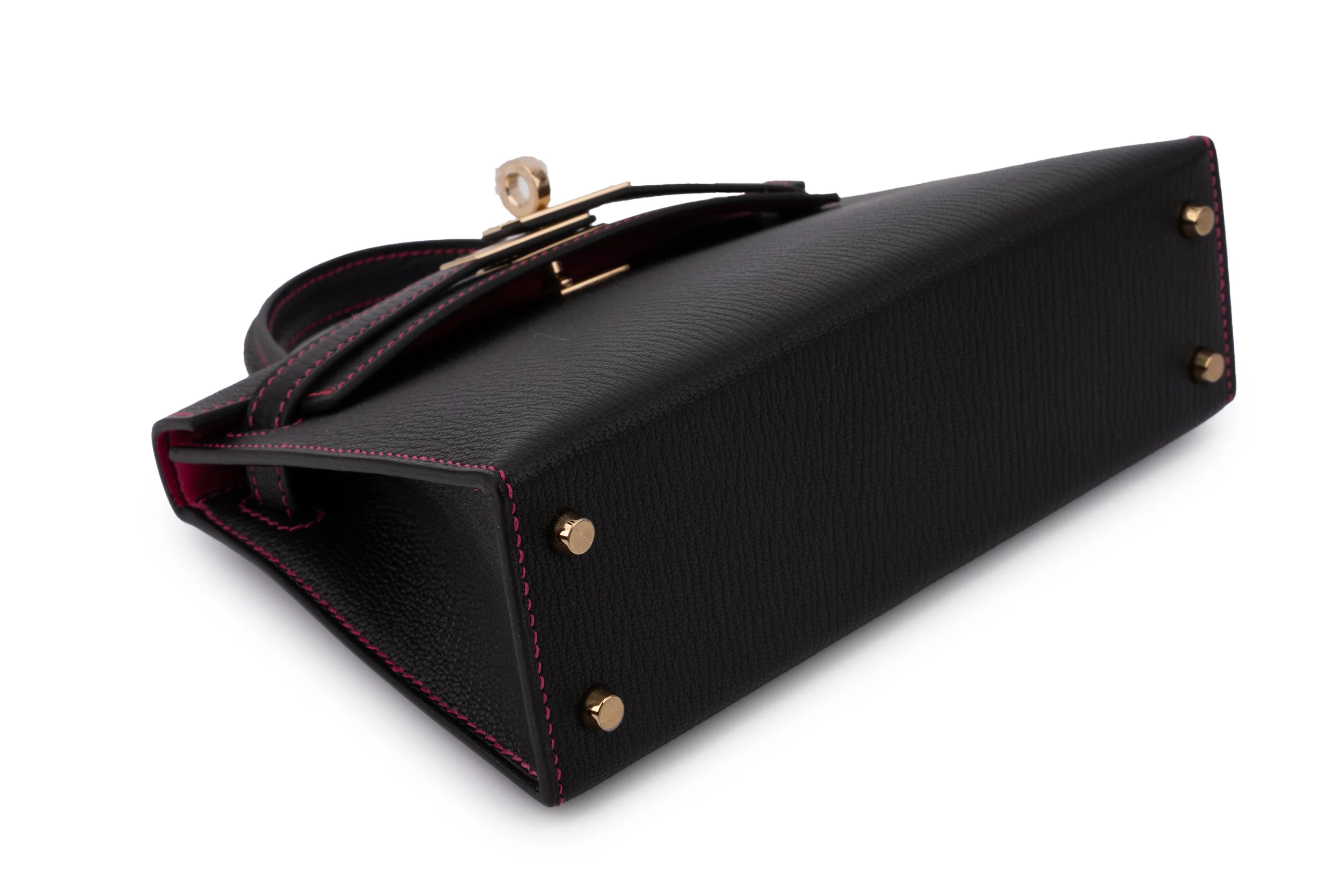 Hermès Mini Kelly		Chevre	Noir / Rose Mexico	PBHW - Image 9