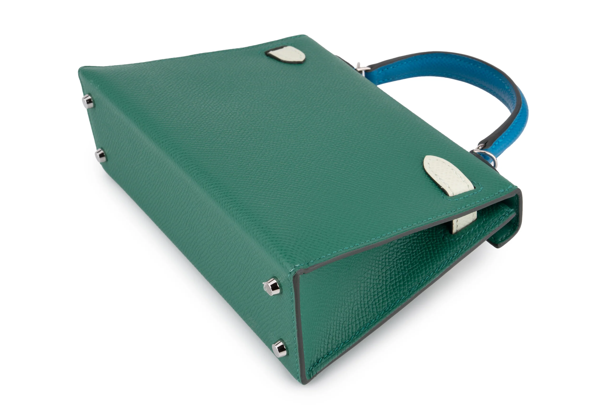 Hermès Mini Kelly Epsom Tri Colour Vert Vertigo / Vert Fizz / Bleu Frida PHW - Image 13