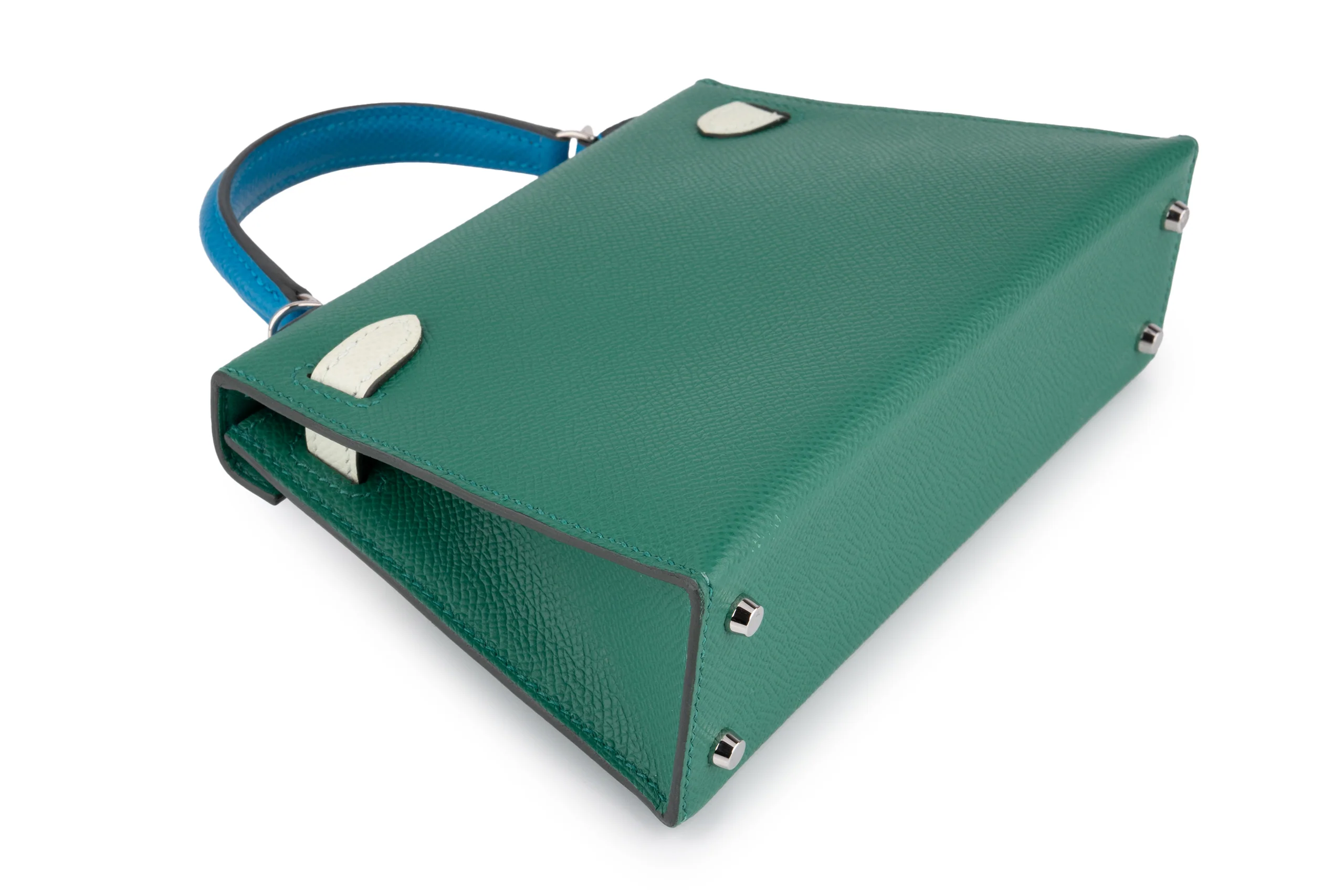 Hermès Mini Kelly Epsom Tri Colour Vert Vertigo / Vert Fizz / Bleu Frida PHW - Image 14