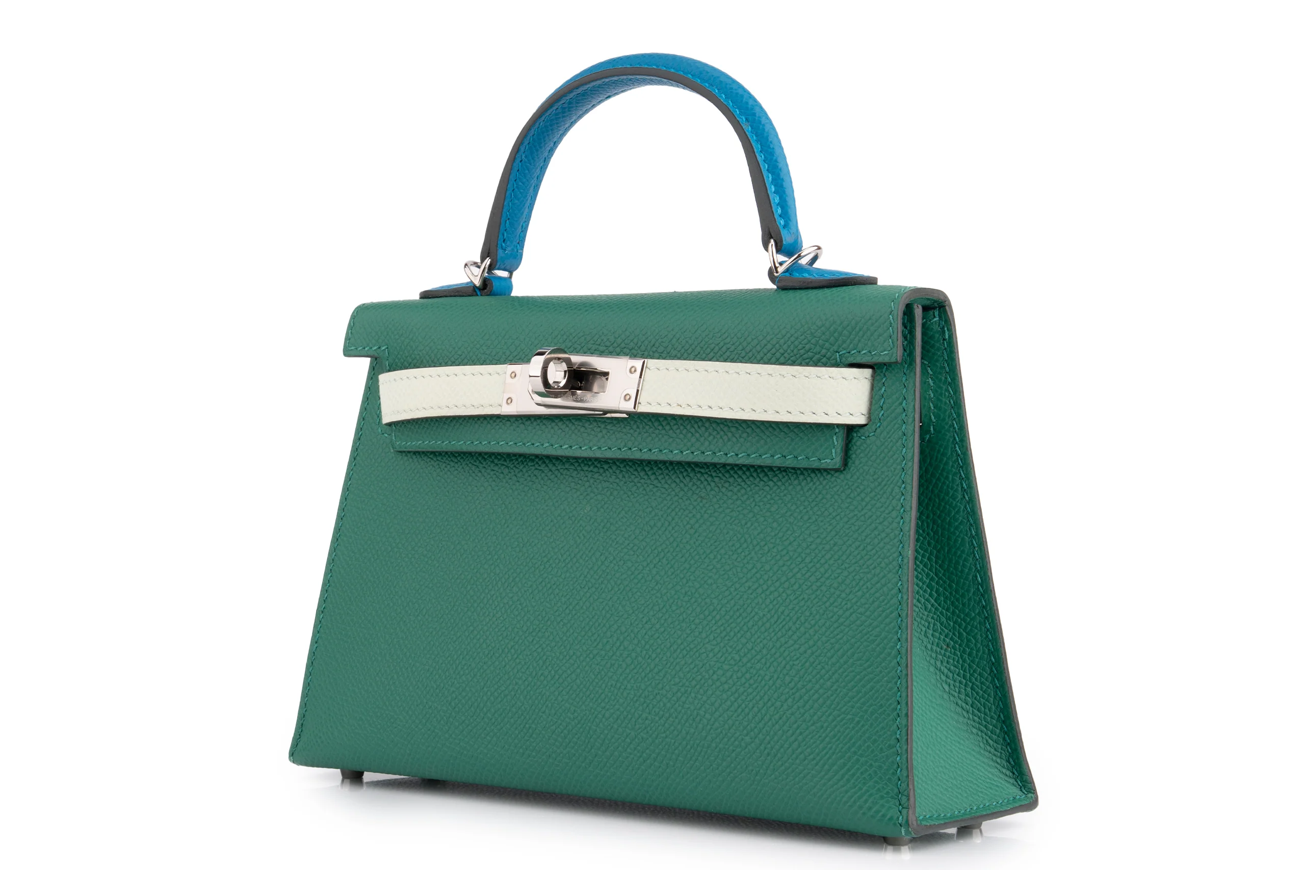 Hermès Mini Kelly Epsom Tri Colour Vert Vertigo / Vert Fizz / Bleu Frida PHW - Image 2